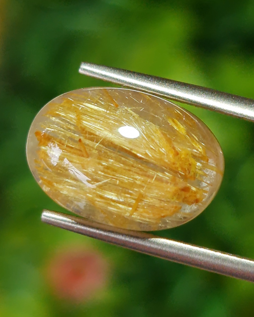 ไหมทอง ควอตซ์ Golden Rutilated Quartz 7.37 กะรัต Cts.พลอยแท้ อัญมณีมงคลประจําวันเกิด เครื่องประดับพลอย