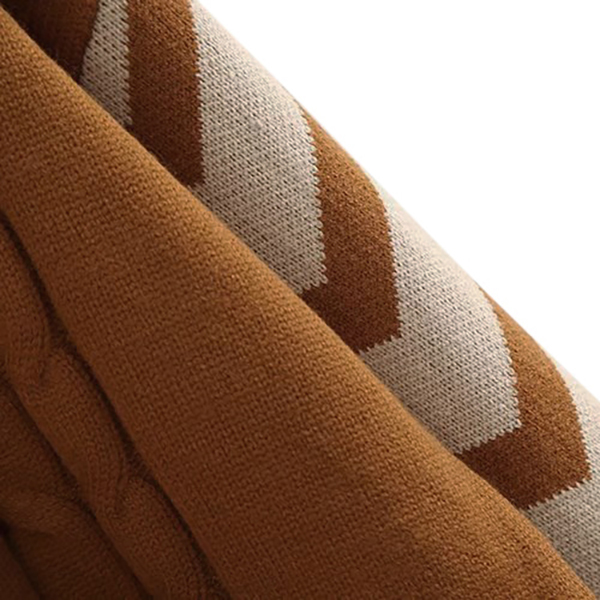 เสื้อคอเต่า เสื้อคอพับ เสื้อไหมพรมวูลแขนบอลลูนถักลาย (12161LM)