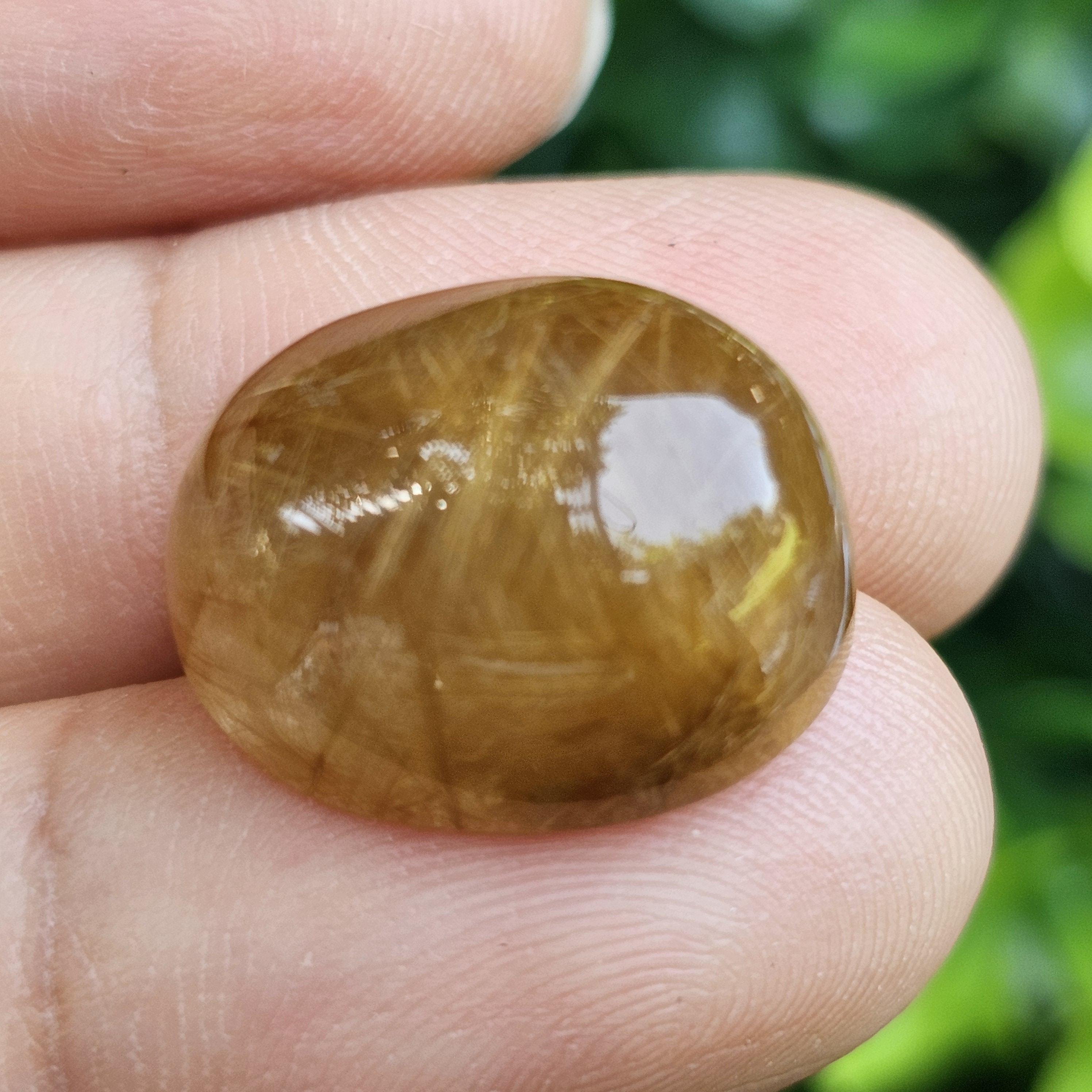 ไหมทอง ควอตซ์ Golden Rutilated Quartz 20.27 กะรัต Cts.พลอยแท้ อัญมณีมงคลประจําวันเกิด เครื่องประดับพลอย