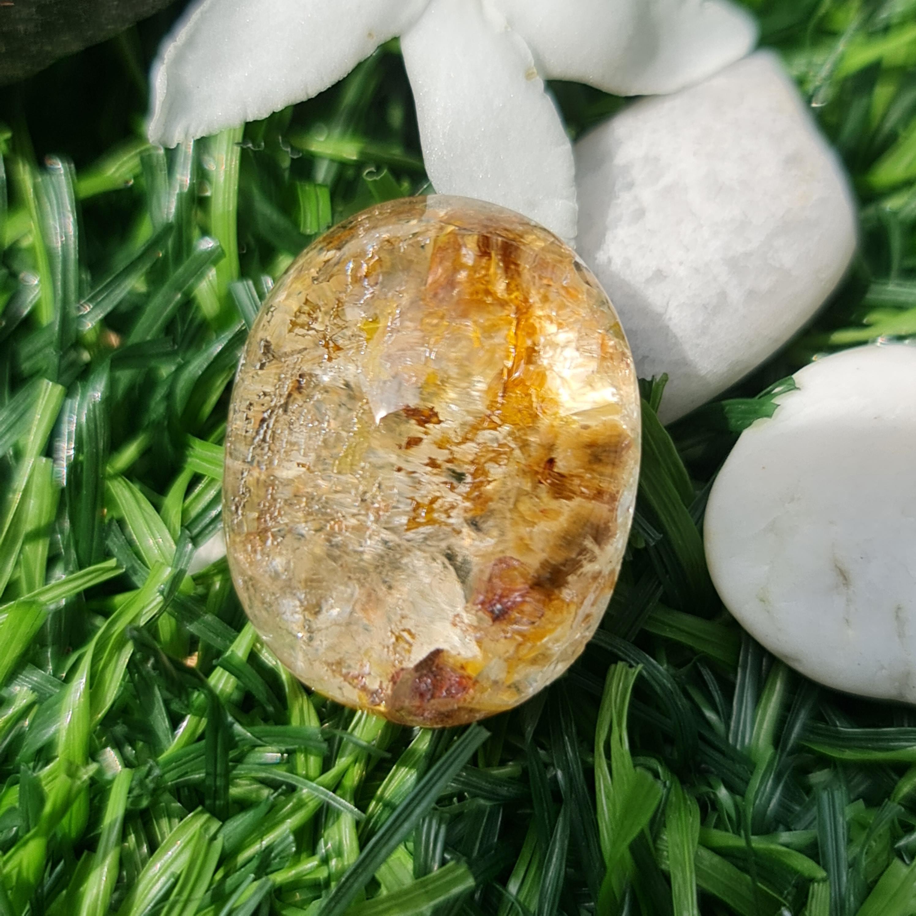 โป่งข่าม ควอตซ์ Rutilated Quartz 30.26 กะรัต Cts. พลอยแท้ อัญมณีมงคลประจําวันเกิด เครื่องประดับพลอย