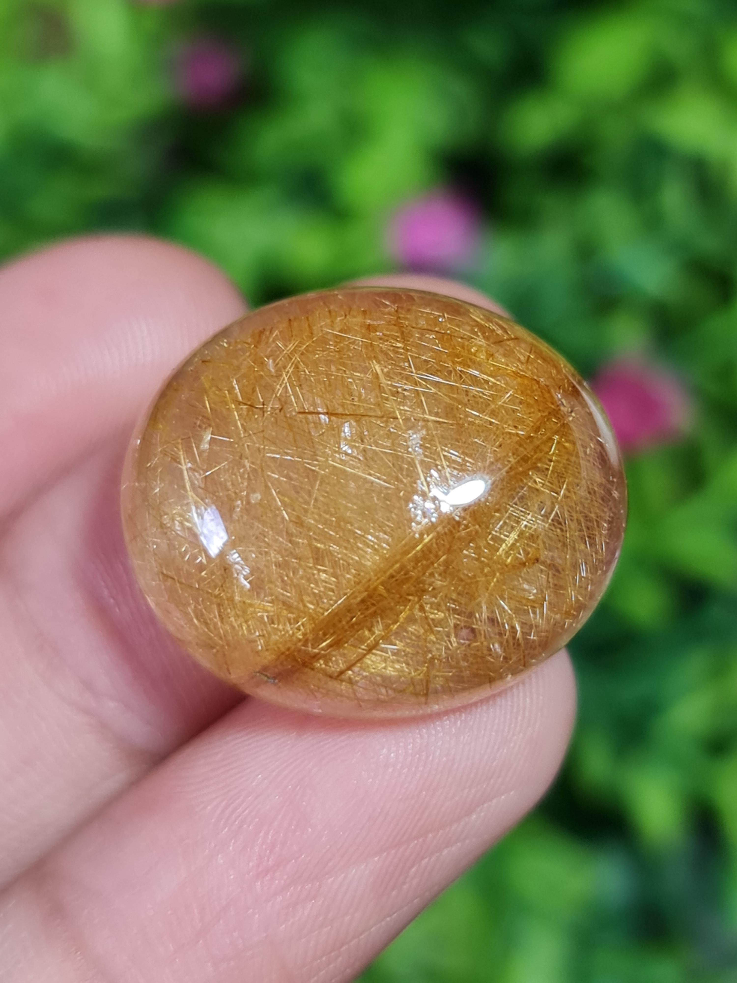 ไหมทอง ควอตซ์ Golden Rutilated Quartz 45.15 กะรัต Cts.พลอยแท้ อัญมณีมงคลประจําวันเกิด เครื่องประดับพลอย