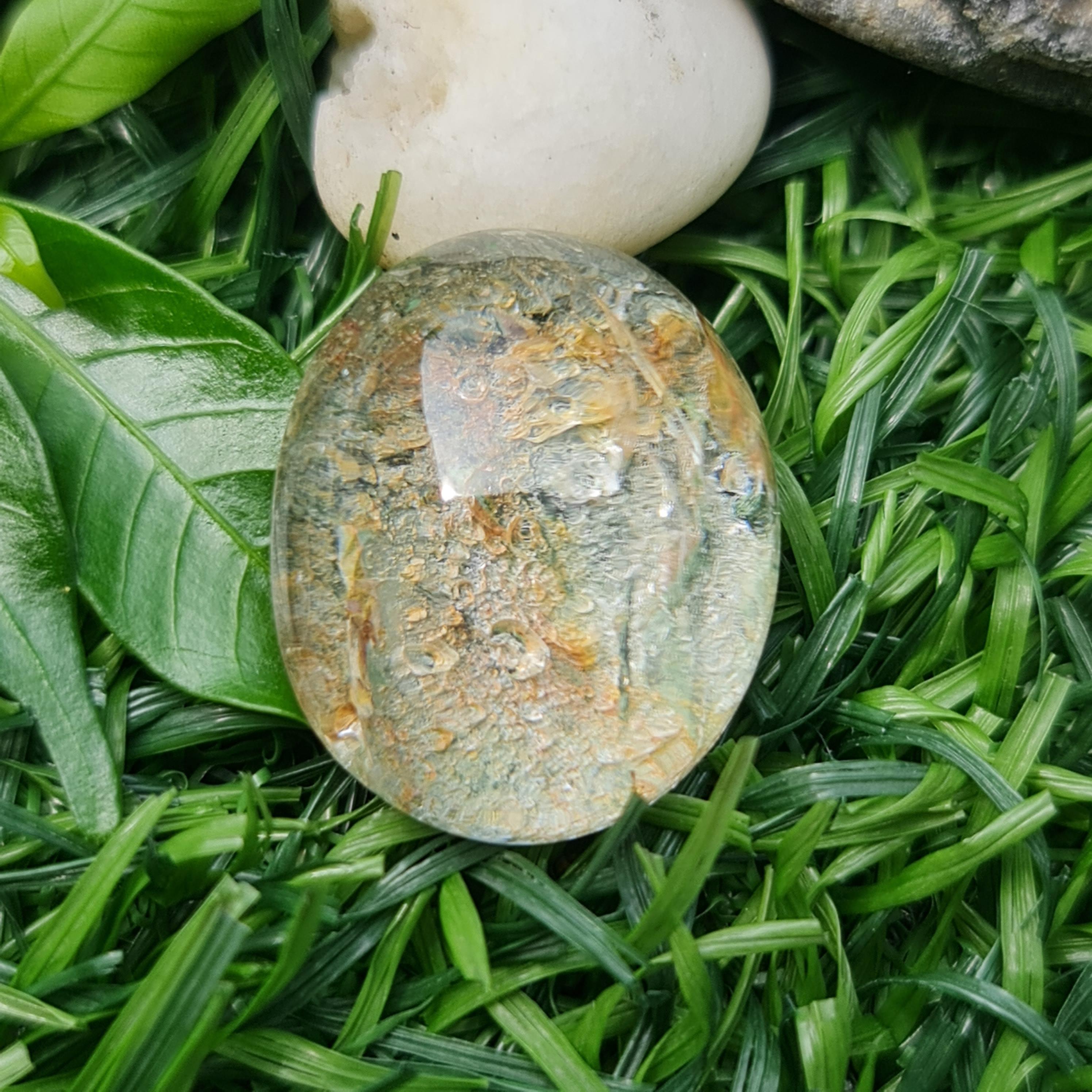 โป่งข่าม ควอตซ์ Rutilated Quartz 33.32 กะรัต Cts. พลอยแท้ อัญมณีมงคลประจําวันเกิด เครื่องประดับพลอย