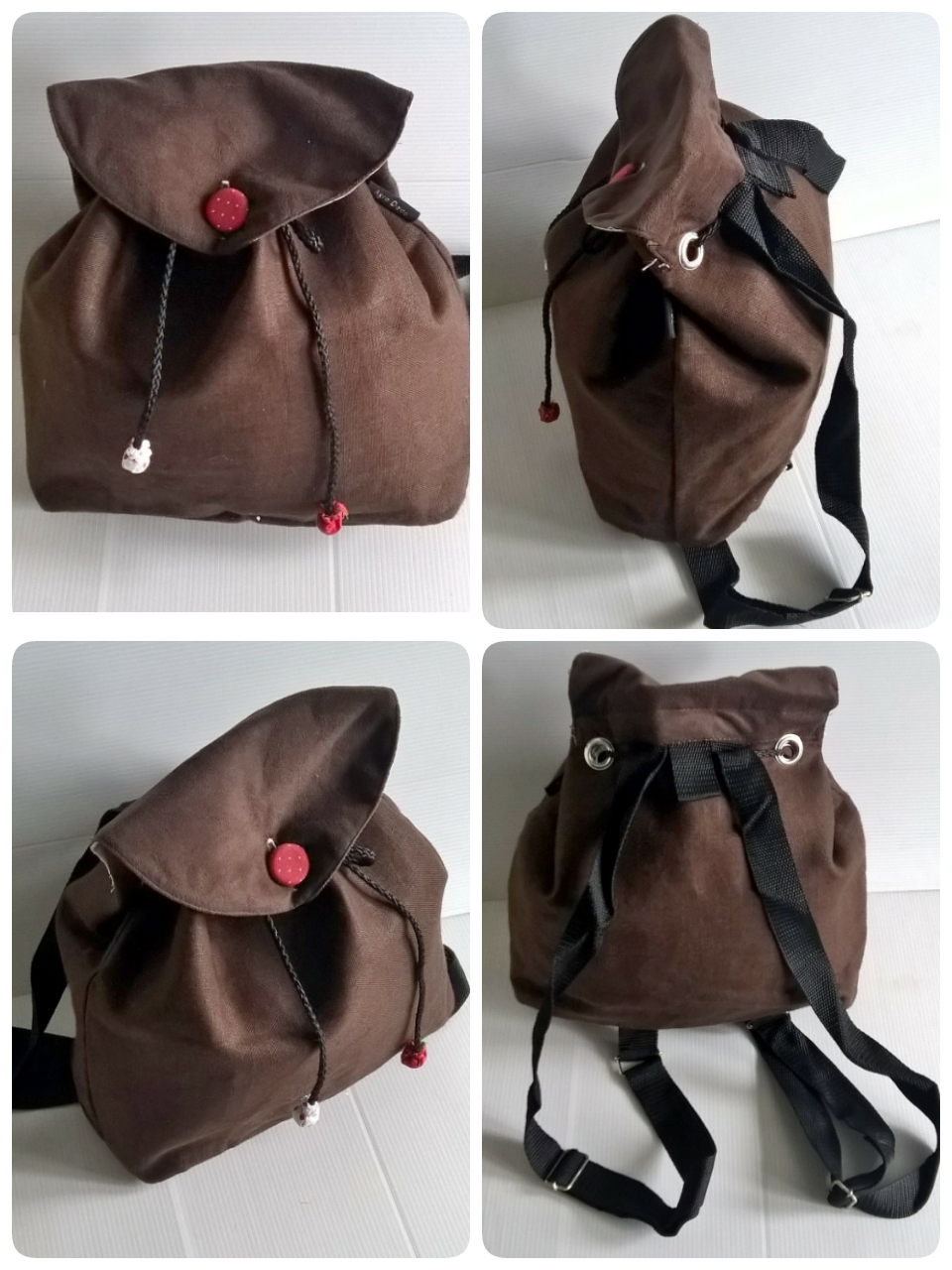 ขายกระเป๋าผ้าทรงเป้สะพายหลังงานแฮนเมด ขนาดโดยประมาณ กว้าง 23 * 5.5 cm * สูง 23 cm. สายปรับความยาวได้ มีซับในและมีช่องเล็กที่ผนังกระเป๋าด้านใน ราคาพิเศษ