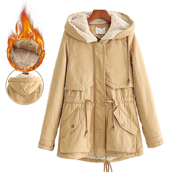 เสื้อโค้ทกันหนาววินเทจใส่ติดลบ มีฮู้ด ซับเฟอร์ขนนุ่มเต็มตัว (12203LM)