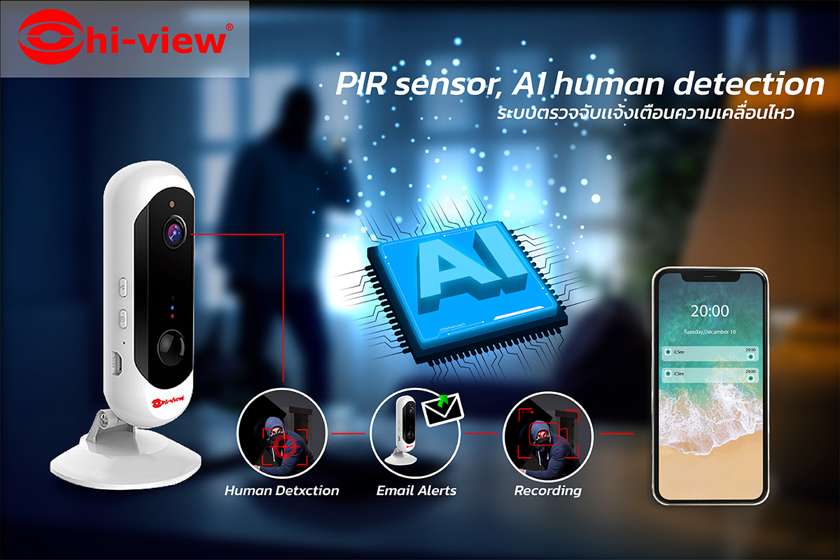 Hi-view HP-ICAM20-1B WiFi indoor 2 ล้านพิกเซล Battery Camera