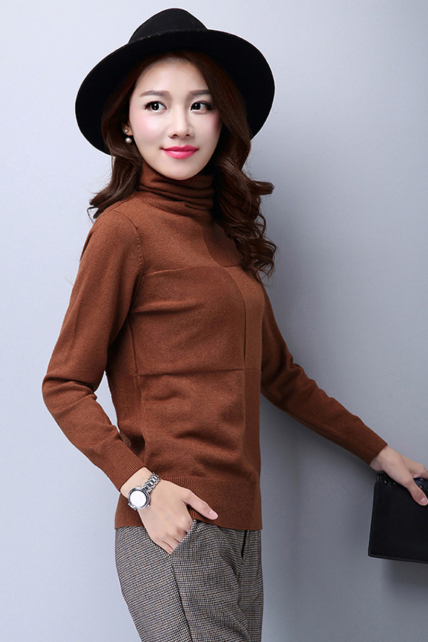 เสื้อสเวตเตอร์คอเต่า เสื้อไหมพรมวูลหนานุ่ม แขนยาว (12084B)