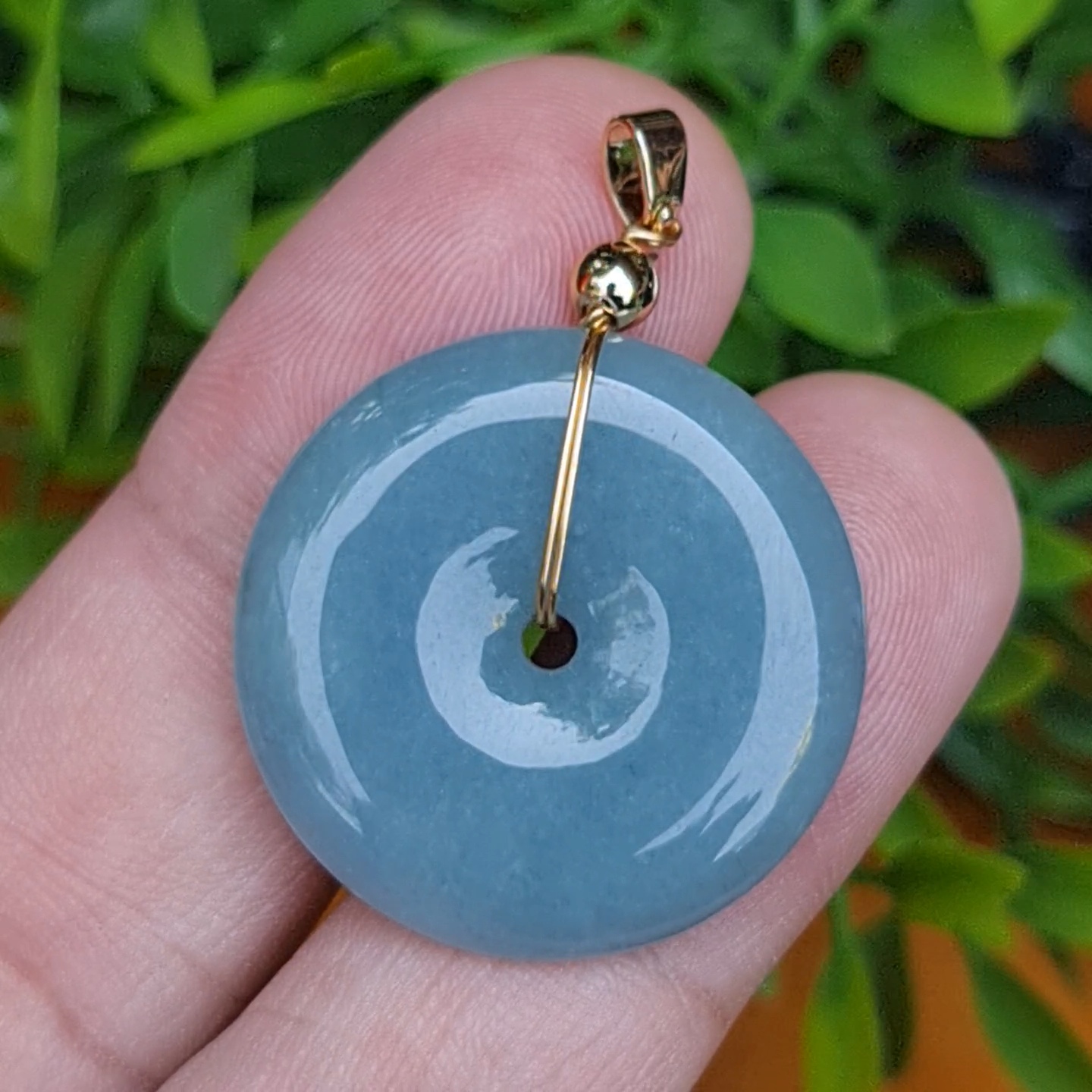 หยก จี้โดนัทหยก 42.75 Cts. (ฺBi Disc Jade) หยกแท้ อัญมณีมงคลประจําวันเกิด เครื่องประดับพลอย