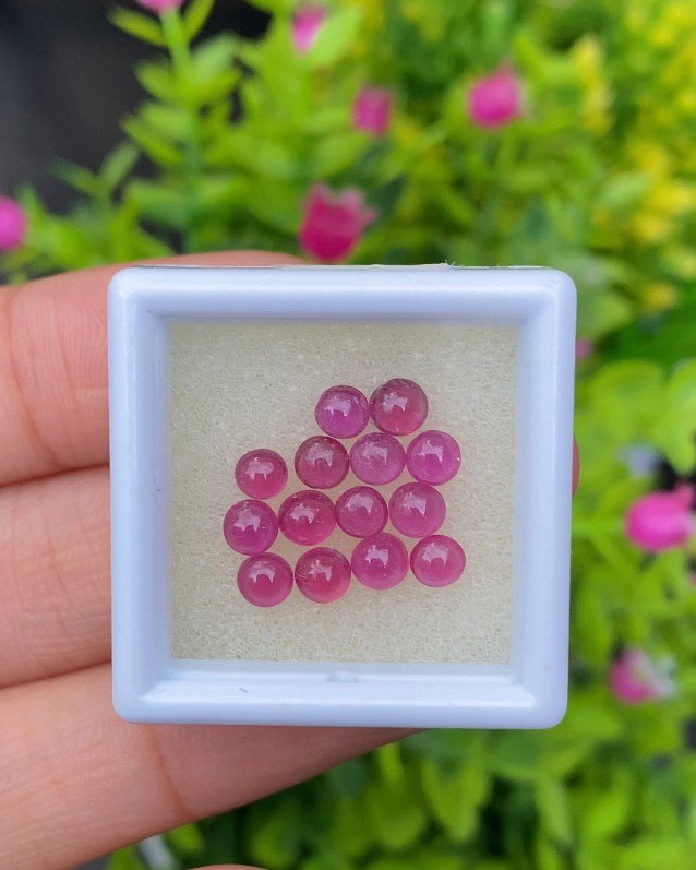 พลอย ทับทิม (Ruby Sapphire) 14 เม็ด 3.90 กะรัต (Cts.) พลอยแท้ อัญมณีมงคลประจําวันเกิด เครื่องประดับพลอย