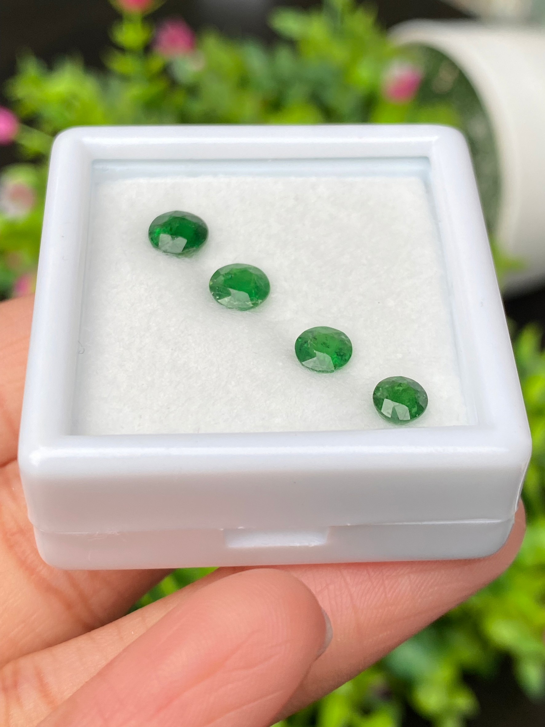 พลอย ซาโวไรท์ Tsavorite Garnet 2.75 กะรัต (Cts.) 4 เม็ด ดิบ Unheated พลอยแท้ อัญมณีมงคลประจําวันเกิด เครื่องประดับพลอย