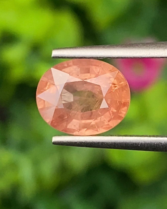 พลอย พัดพารัดชา Padparadscha Sapphire 2.45 กะรัต (Cts.) พร้อมใบเซอร์ พลอยแท้ อัญมณีมงคลประจําวันเกิด เครื่องประดับพลอย