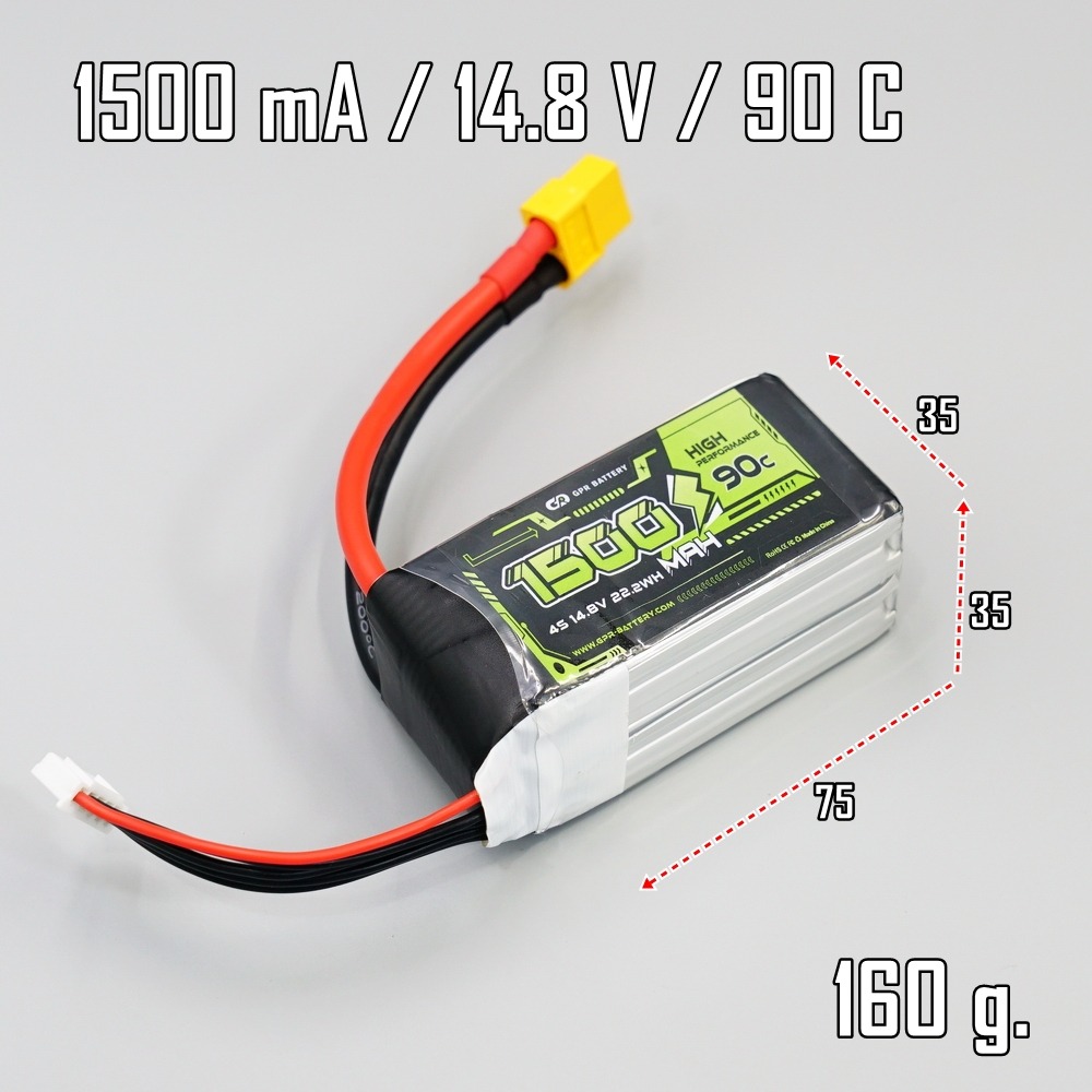 แบตลิโพ GPR 4S 14.8V 1500mAh 90Cสูงสุดชั่วขณะ ขั้ว XT60