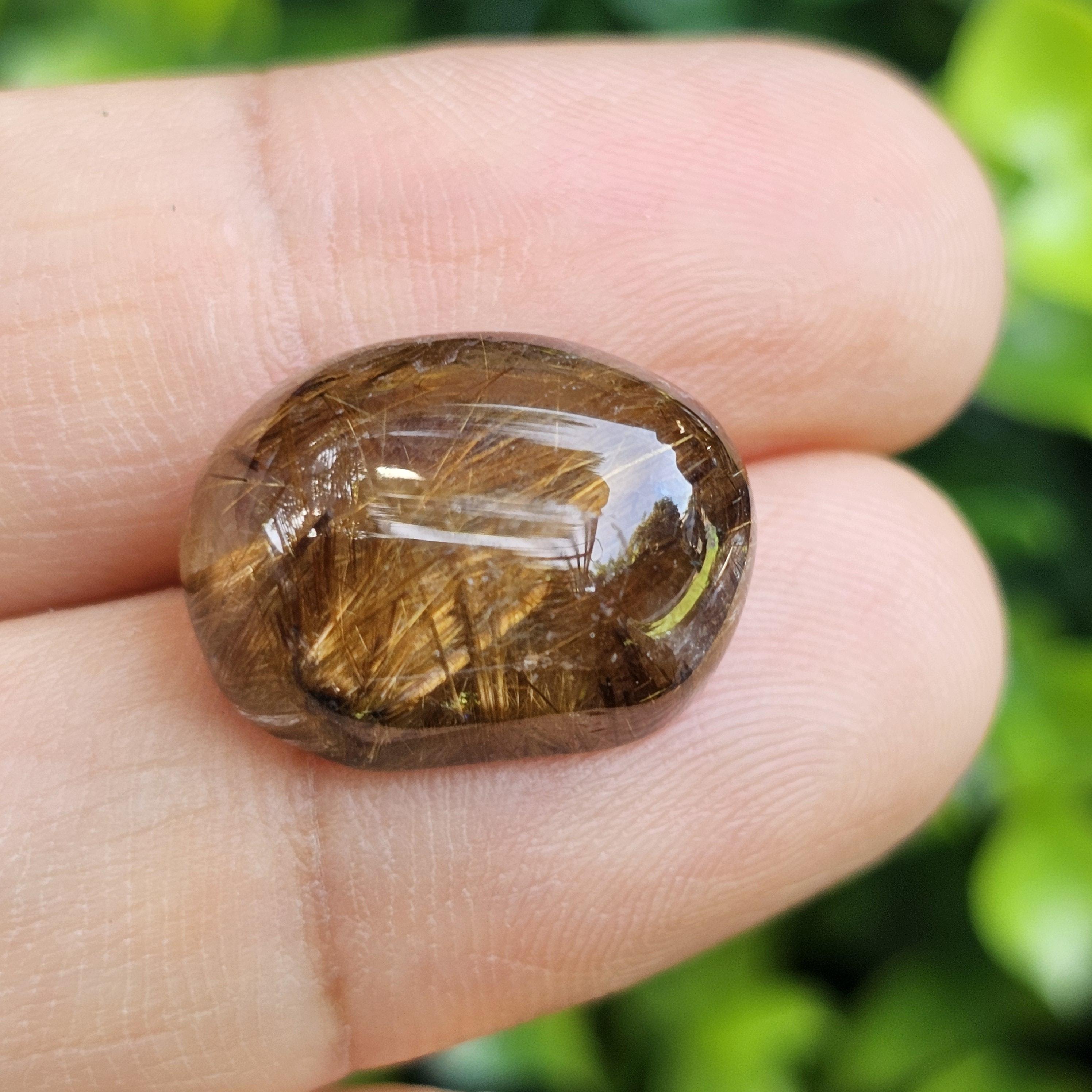 ไหมทอง ควอตซ์ Golden Rutilated Quartz 15.89 กะรัต Cts.พลอยแท้ อัญมณีมงคลประจําวันเกิด เครื่องประดับพลอย