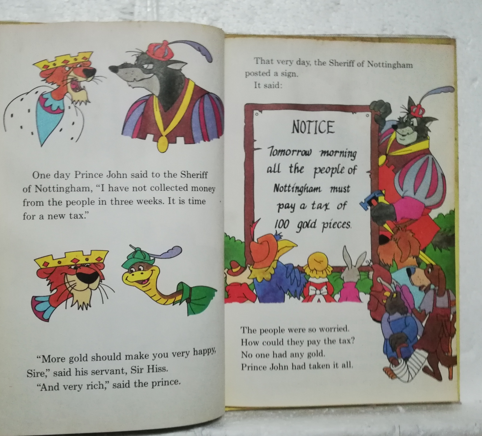 หนังสือนิทานวอลท์ดิสนีย์เก่า ปี 1979 ปกแข็ง ห่อปกพลาสติก มีตำหนิ โปรดตรวจสอบทุกภาพ, โรบินฮู้ด Robin Hood spins gold