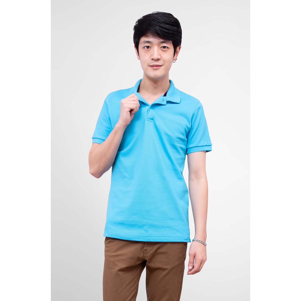 No Problem Noproblem ยอดขาย No.1 รับประกัน ไม่ย้วย ไม่ยืด ผ้านุ่ม เสื้อโปโล ชาย สีฟ้าโทปาส