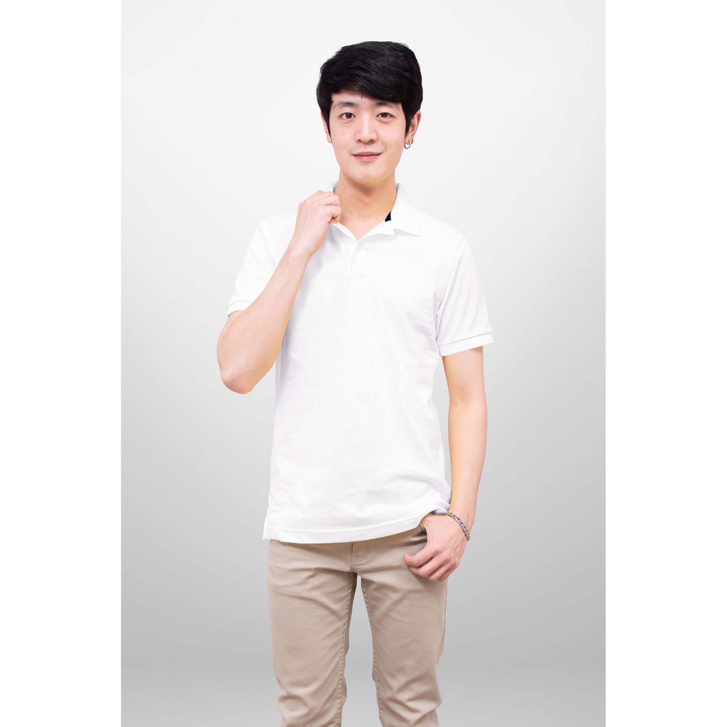 No Problem Noproblem ยอดขาย No.1 รับประกัน ไม่ย้วย ไม่ยืด ผ้านุ่ม เสื้อโปโล ชาย สีขาว