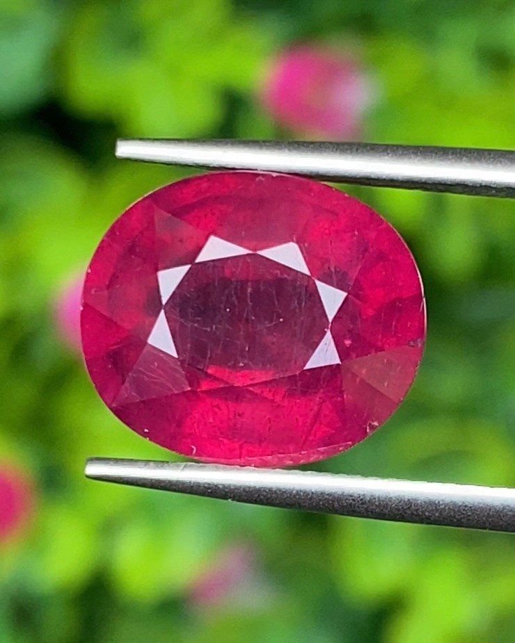 พลอย ทับทิม (Ruby Sapphire) 9.19 กะรัต (Cts.) พลอยแท้ อัญมณีมงคลประจําวันเกิด เครื่องประดับพลอย