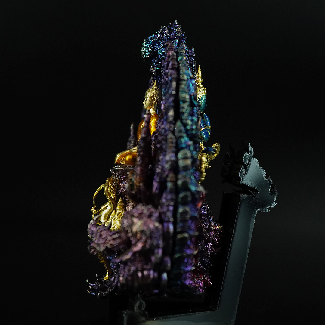 พระพุทธชัยมงคลพัฒน์บารมี เจริญลาภชนะมาร รายการศูนย์จอง เนื้อสัมฤทธิ์ชุบรุ้ง องค์พระชุบทองลงยา