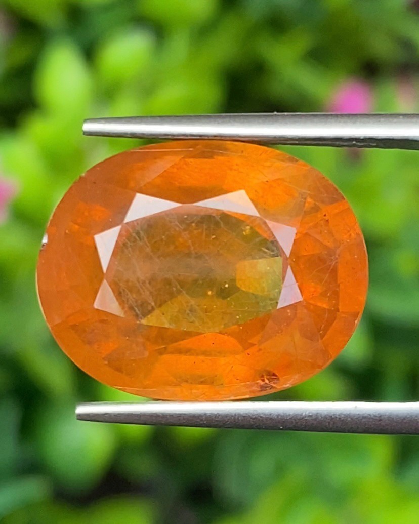 พลอย บุษราคัม เผาใหม่ yellow sapphire 16.97 กะรัต (Cts.) พลอยแท้ อัญมณีมงคลประจําวันเกิด เครื่องประดับพลอย