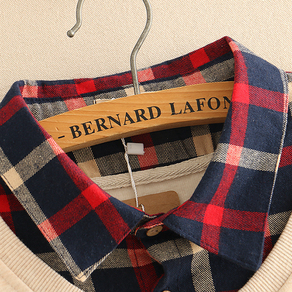 เสื้อสเวตเตอร์ปกเชิ้ตลายสก็อต ซับกำมะหยี่กันหนาว (12342LM)