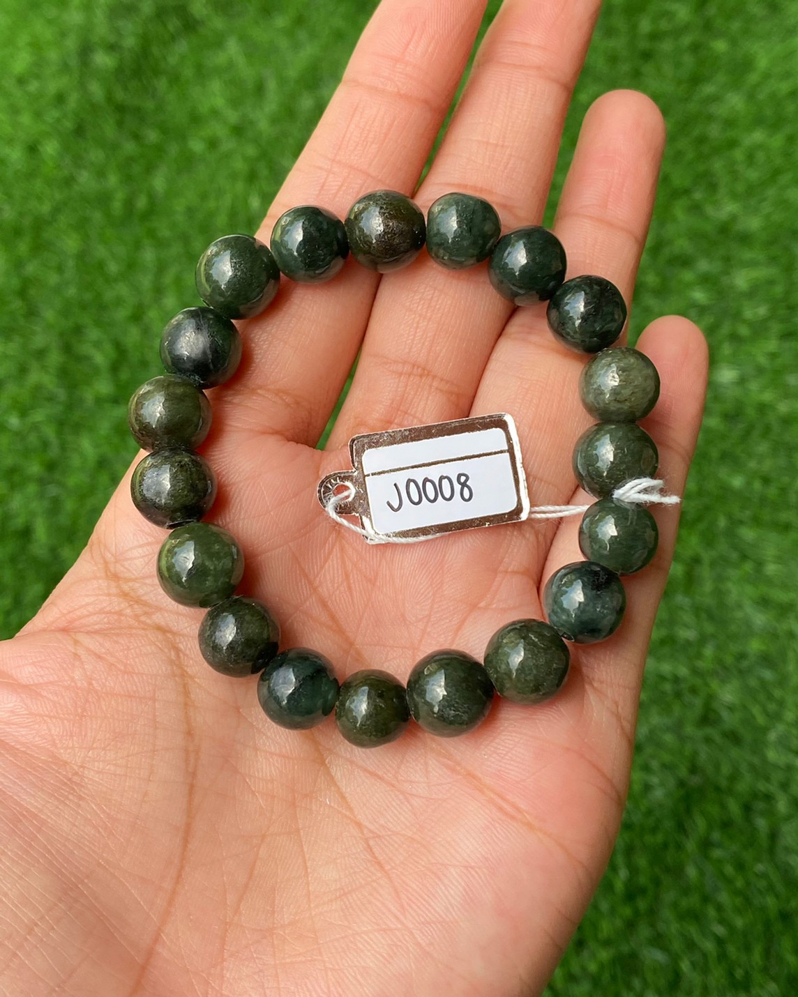 J0008 หยก พม่า แท้ Jade กำไล ประคำหยก (Jadeite Beads Bracelet) พม่า (Myanmar)