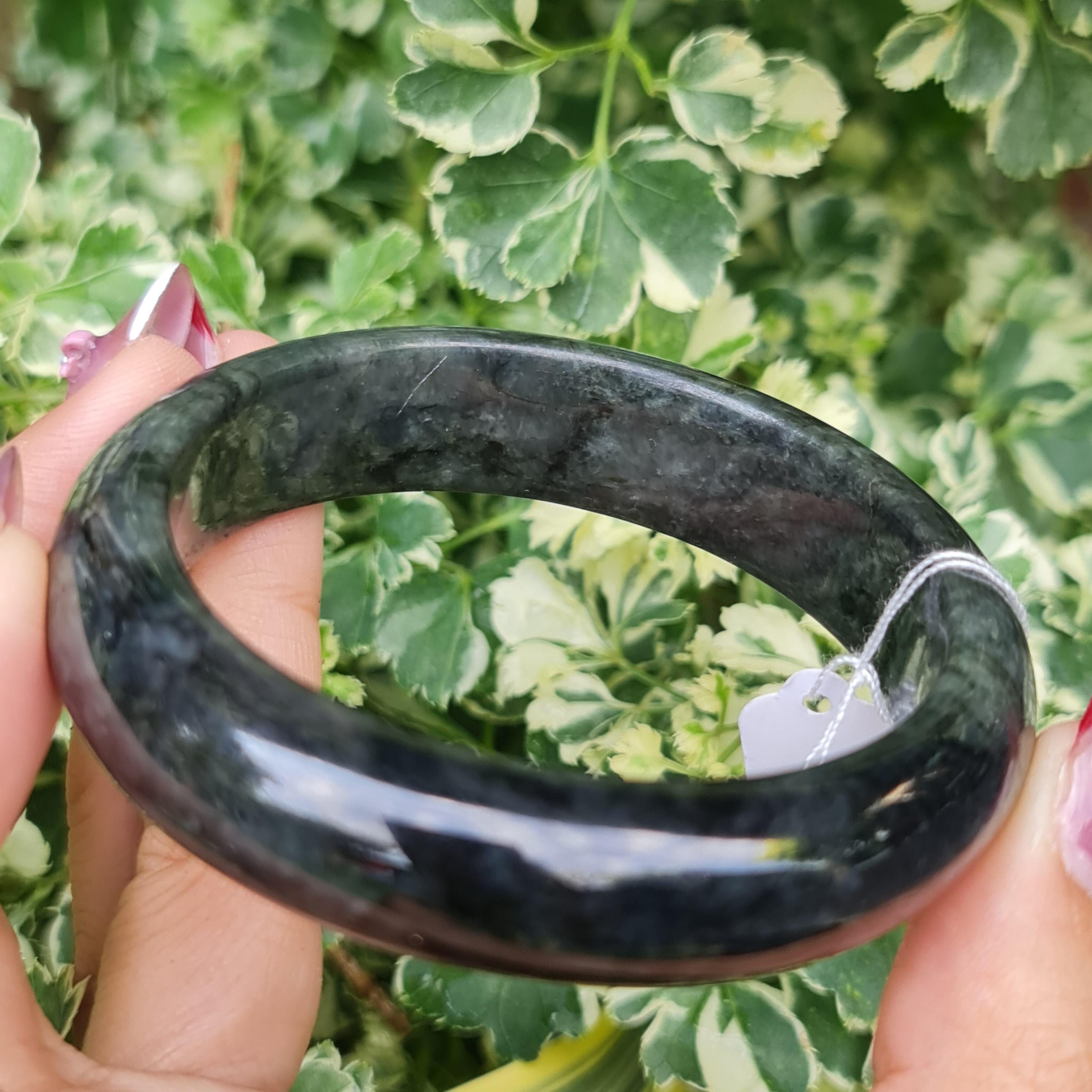 JB6804124 หยก พม่า แท้ Jade กำไลหยก 56.9 มม. (Jadeite bracelet) พม่า (Myanmar)