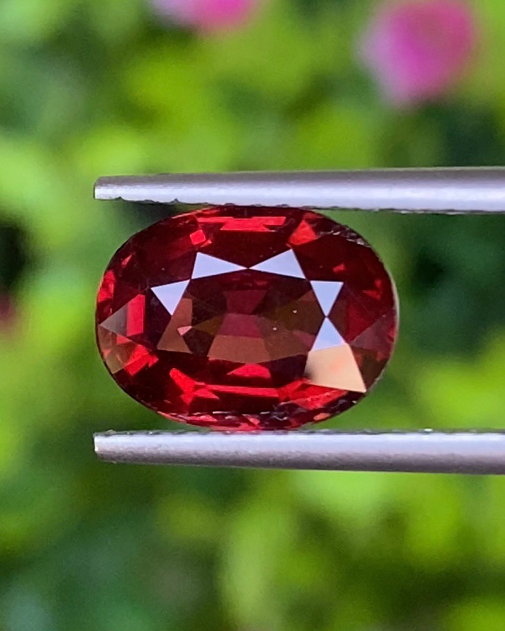 พลอย โรโดไลต์ กาเน็ท Rhodolite Garnet 2.95 กะรัต Cts.พลอยแท้ อัญมณีมงคลประจําวันเกิด เครื่องประดับพลอย