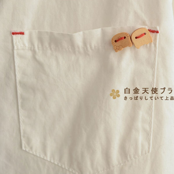 เสื้อเชิ้ตแฟชั่นญี่ปุ่น แขนยาว แต่งเนคไทปักลายแมว (12091LM)