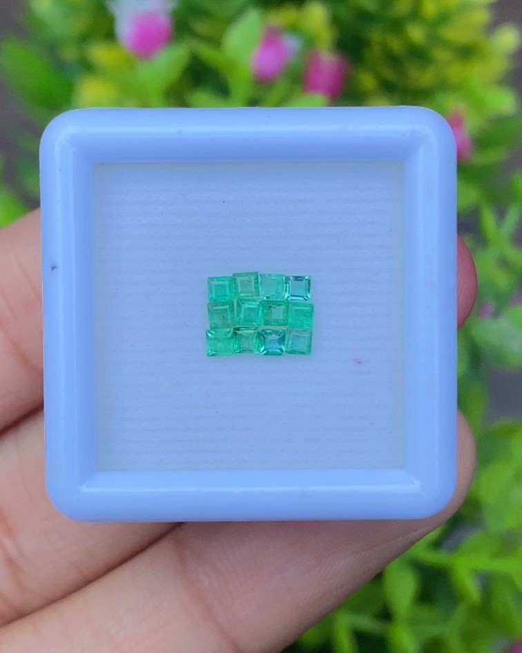 พลอย มรกต Natural Emerald แซมเบีย 0.53 กะรัต (Cts.) 12 เม็ด (Pcs.) พลอยแท้ อัญมณีมงคลประจําวันเกิด เครื่องประดับพลอย