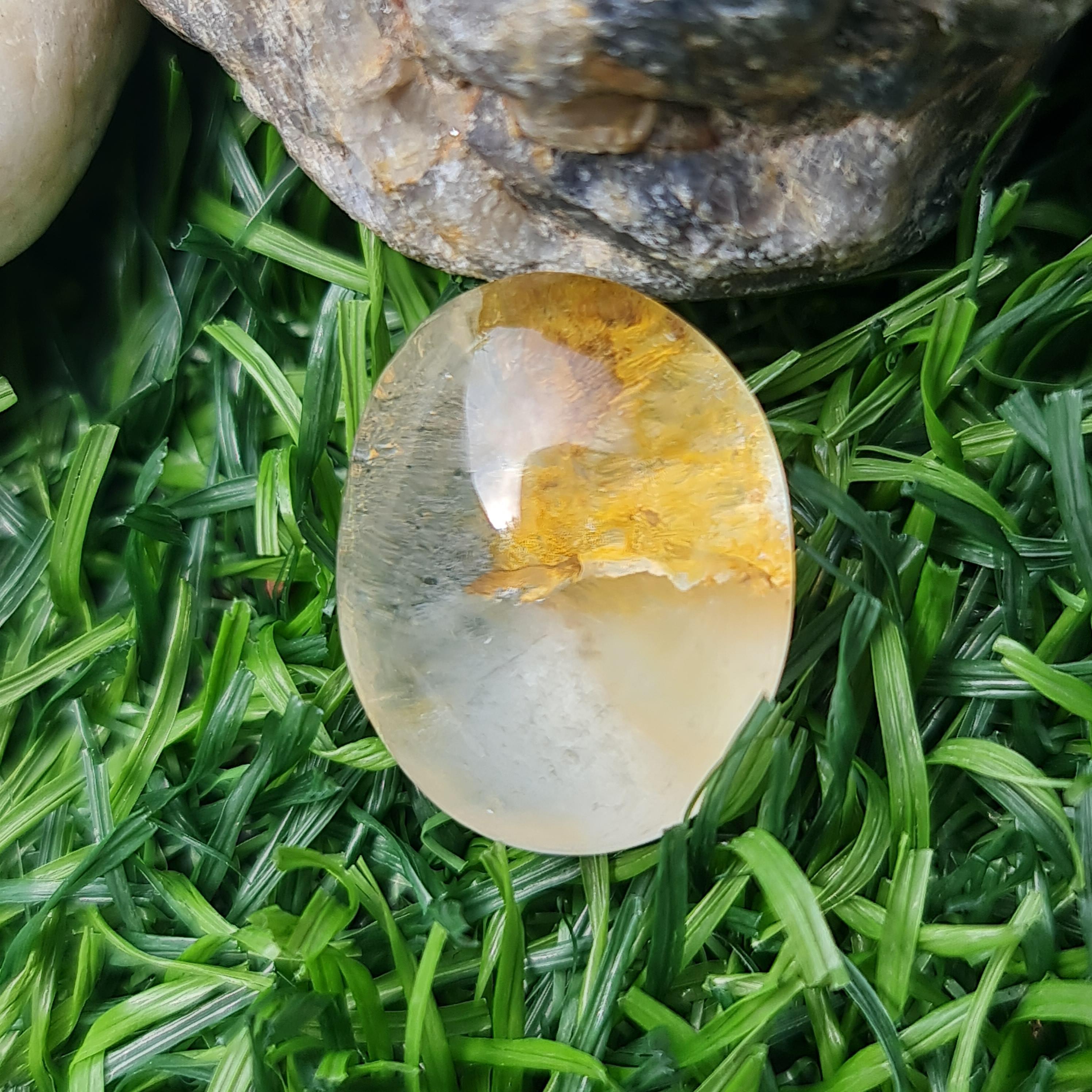 โป่งข่าม ควอตซ์ Rutilated Quartz 31.50 กะรัต Cts. พลอยแท้ อัญมณีมงคลประจําวันเกิด เครื่องประดับพลอย