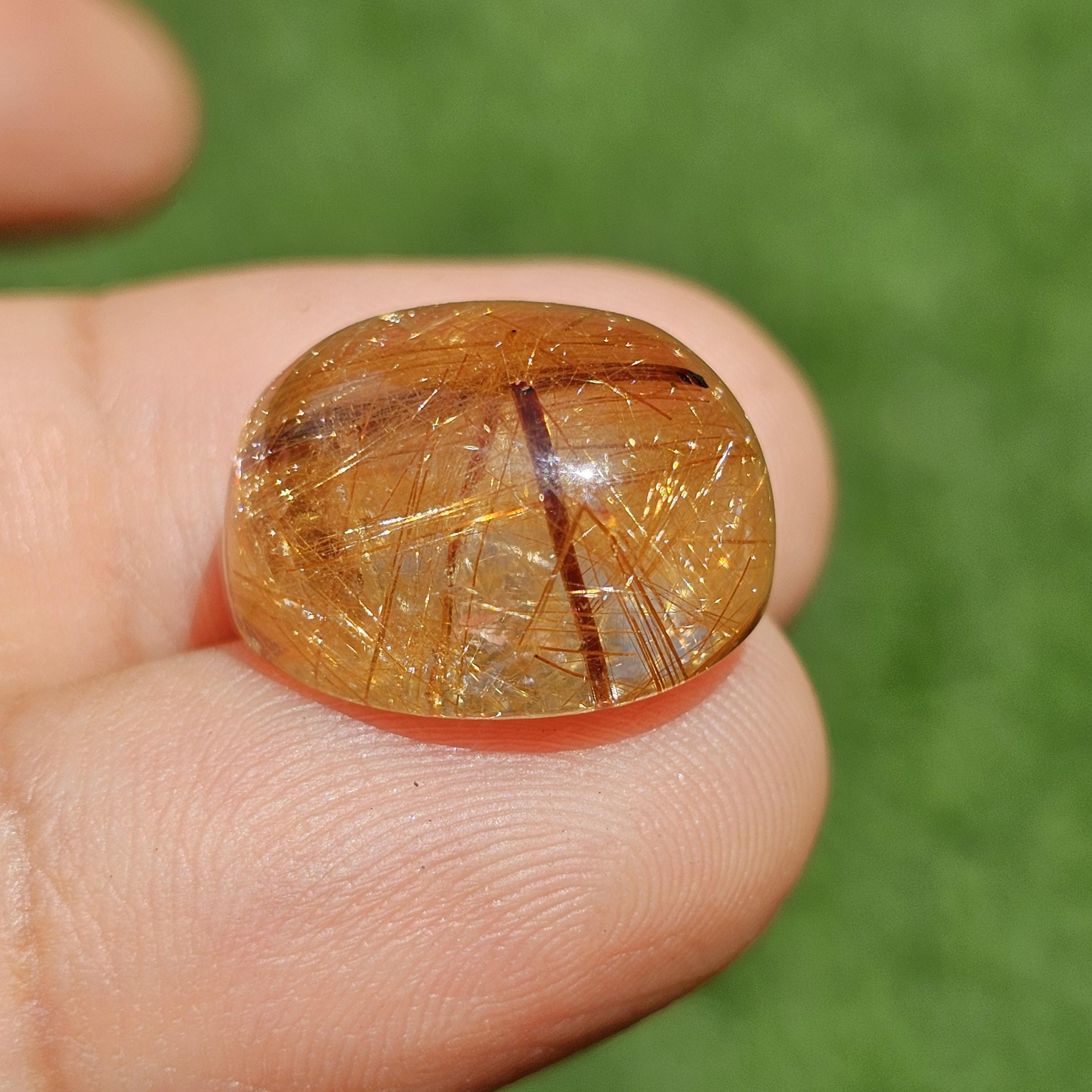 ไหมทอง ควอตซ์ Golden Rutilated Quartz 17.12 กะรัต Cts.พลอยแท้ อัญมณีมงคลประจําวันเกิด เครื่องประดับพลอย