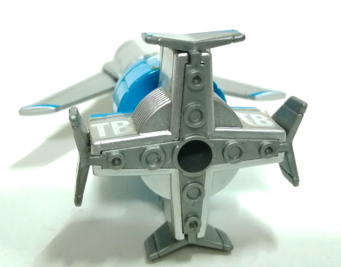 จรวดธันเดอร์เบิร์ด1 (วิหคสายฟ้า 1) ยานธันเดอร์เบิร์ด1 Thunderbird1 วัสดุเหล็กผสมพลาสติก ทำสีสำเร็จ ของ Bandai ปี 1997** กลไกขยับปีชำรุดเสื่อมตามเวลา สะสมสภาพดี เก่าเก็บ