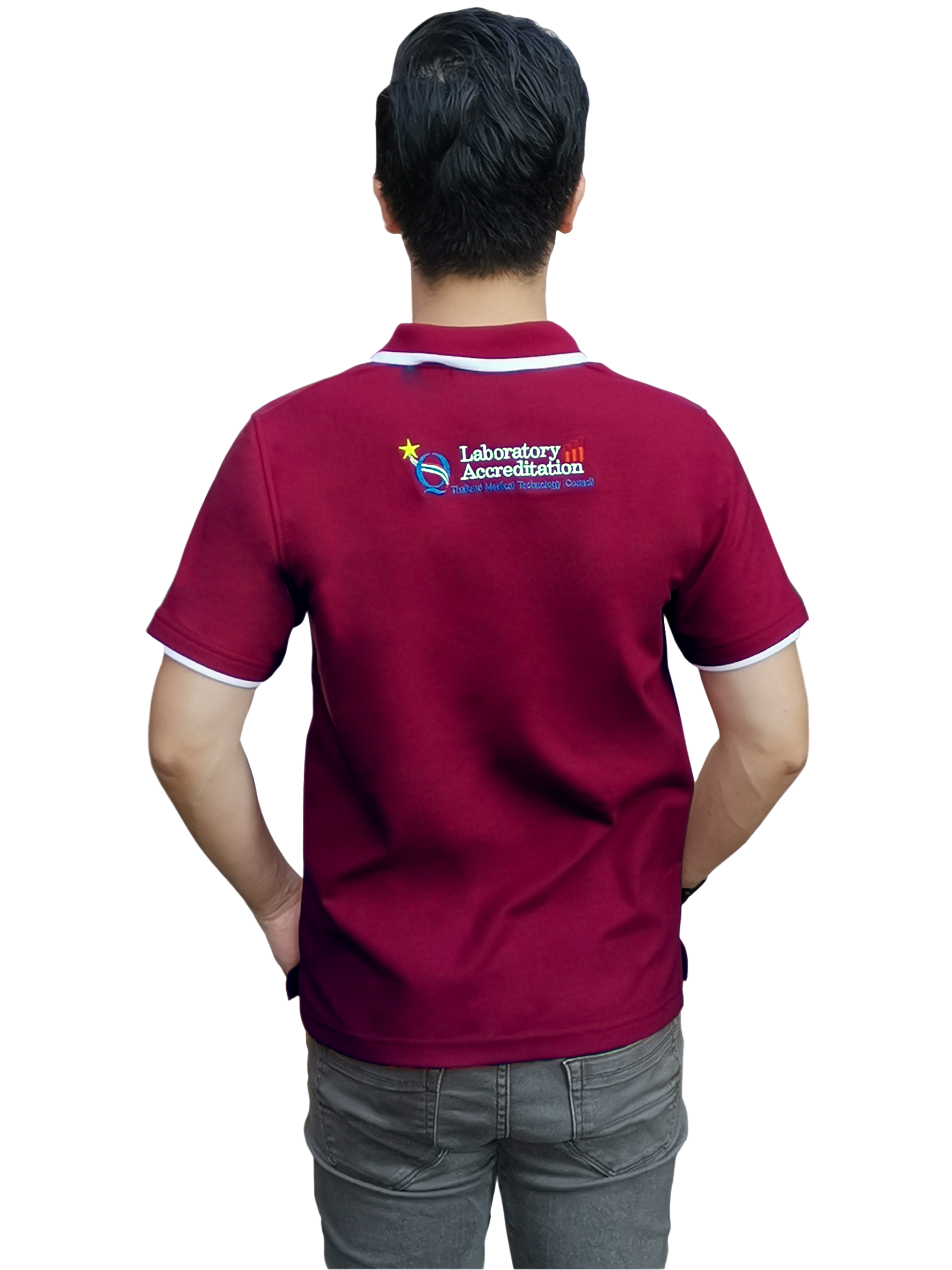 เสื้อโปโลสีแดงเลือดนก โลโก้สภาฯ - หญิง