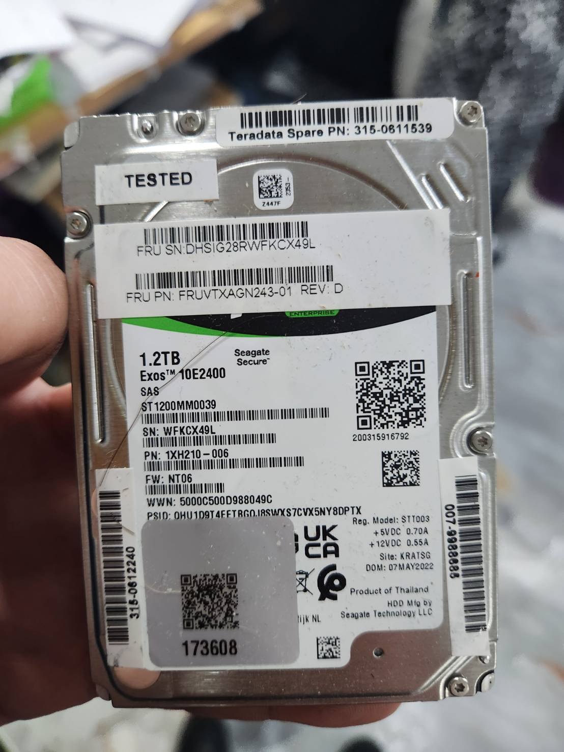 HDD Seagate Exos 10E2400 1.2TB SAS SAS ที่วิ่ง 24 G มือสองตัวแรก ๆของไทยเลยทีเดียว (ใช้ได้กับ Dell R760 R460 R560)