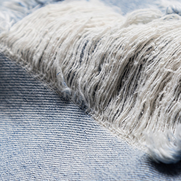 กางเกงยีนส์ขายาวแปดส่วน แต่งปะขาดแนวเซอร์ (11791X)