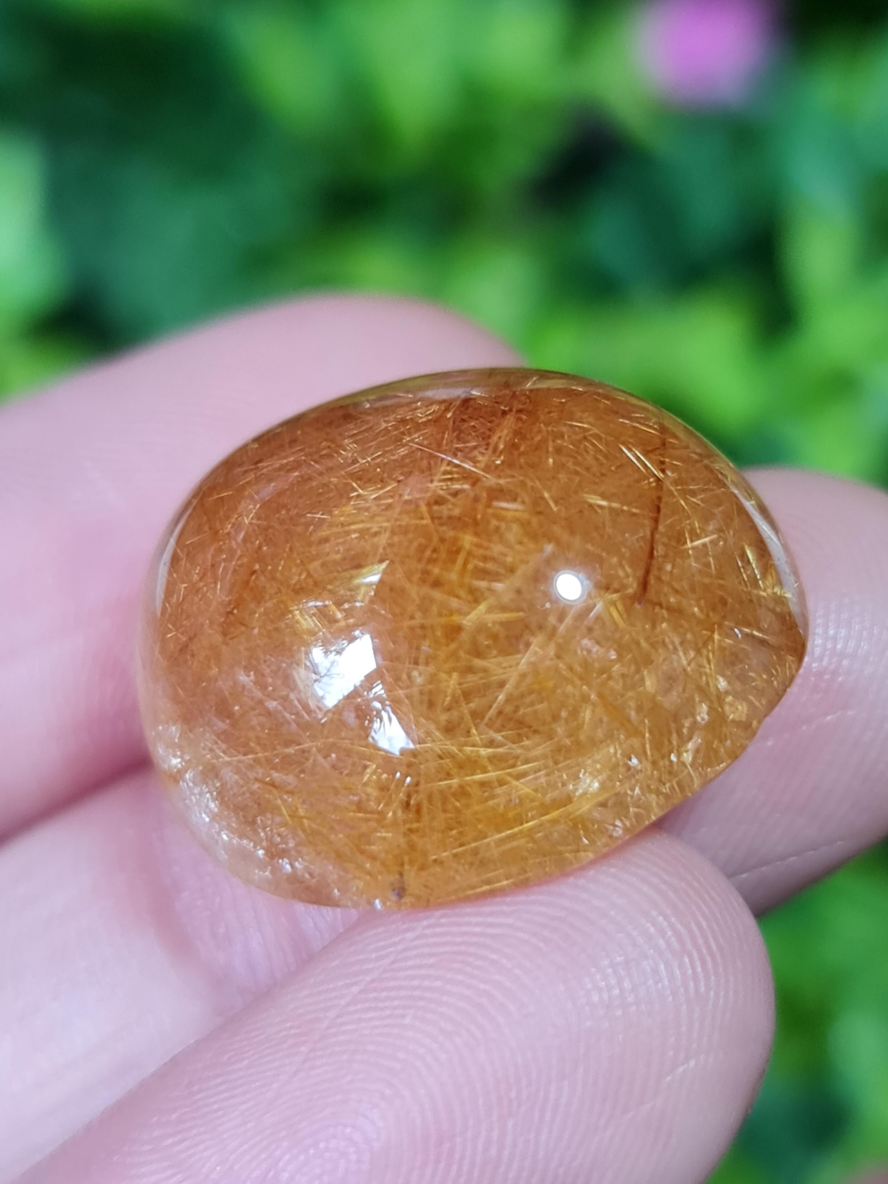 ไหมทอง ควอตซ์ Golden Rutilated Quartz 34.84 กะรัต Cts.พลอยแท้ อัญมณีมงคลประจําวันเกิด เครื่องประดับพลอย