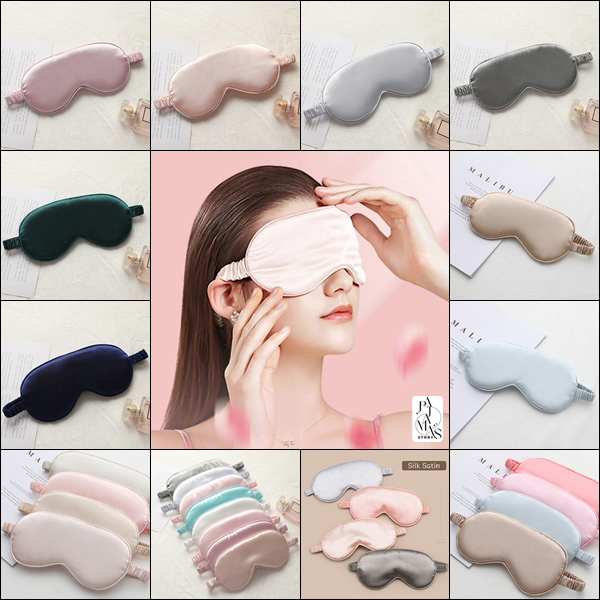 🚩พร้อมส่ง🚩ผ้าปิดตาซาตินหนานุ่ม แบบสวมหัวยางยืด ผ้าไหมนุ่มลื่นละมุนผิว กันแสงมิด - Sleeping eye cover (AC141-แบบเรียบ)