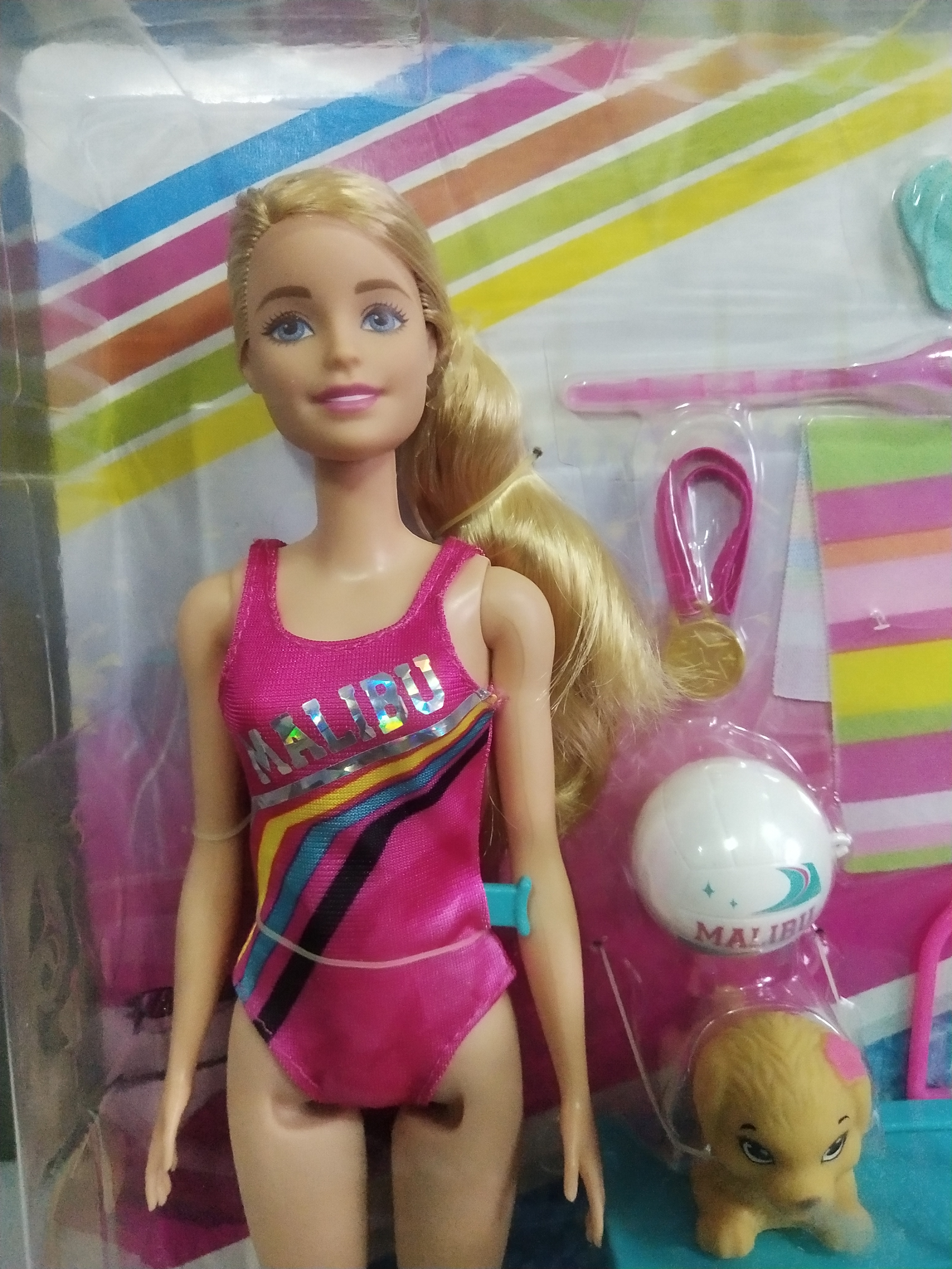 มีหลายภาพ ตุ๊กตาบาร์บี้ดรีมเฮ้าส์แอดเว็นเจอร์ the Barbie Malibu Swim 'n Dive Doll with Diving Board and Puppy set.