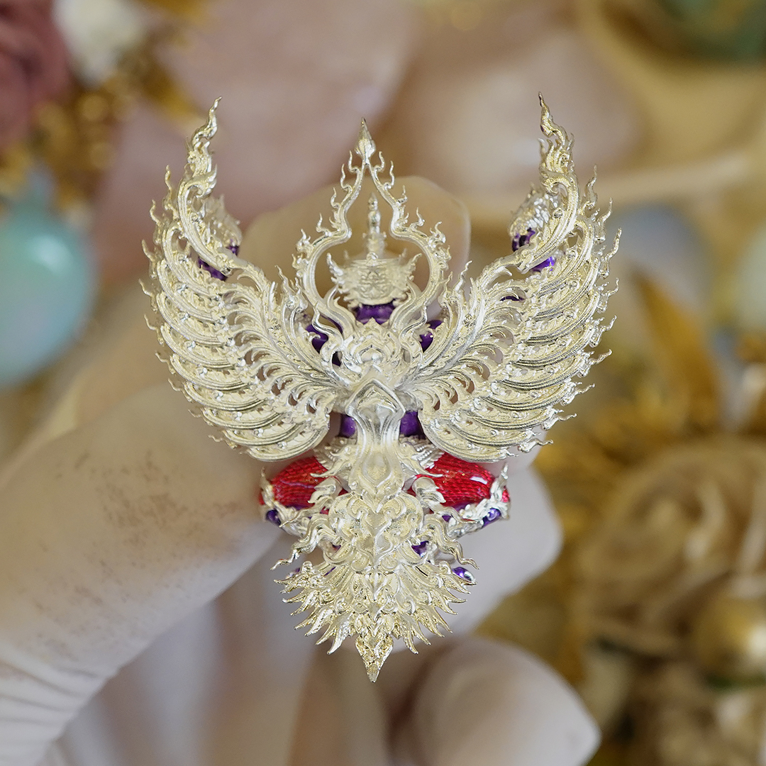 พญาครุฑสุบรรณพัฒน์ 100 ปี รายการพิเศษเฉพาะศูนย์จอง เนื้อบรอนซ์ชุบเงิน ลงยาม่วง