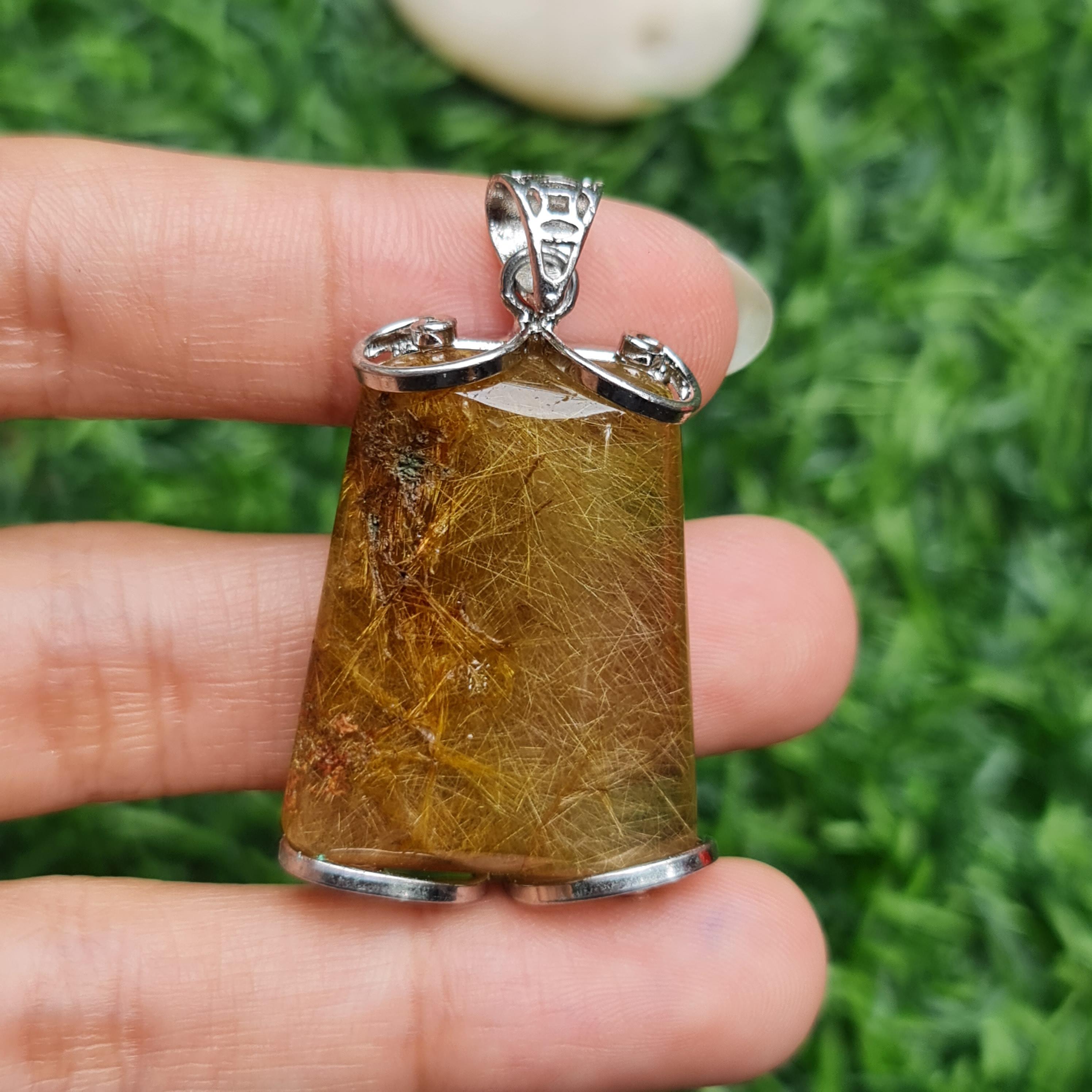 จี้ไหมทอง (Golden Rutilated Quartz) 78.42 กรัม g.พลอยแท้ อัญมณีมงคลประจําวันเกิด เครื่องประดับพลอย