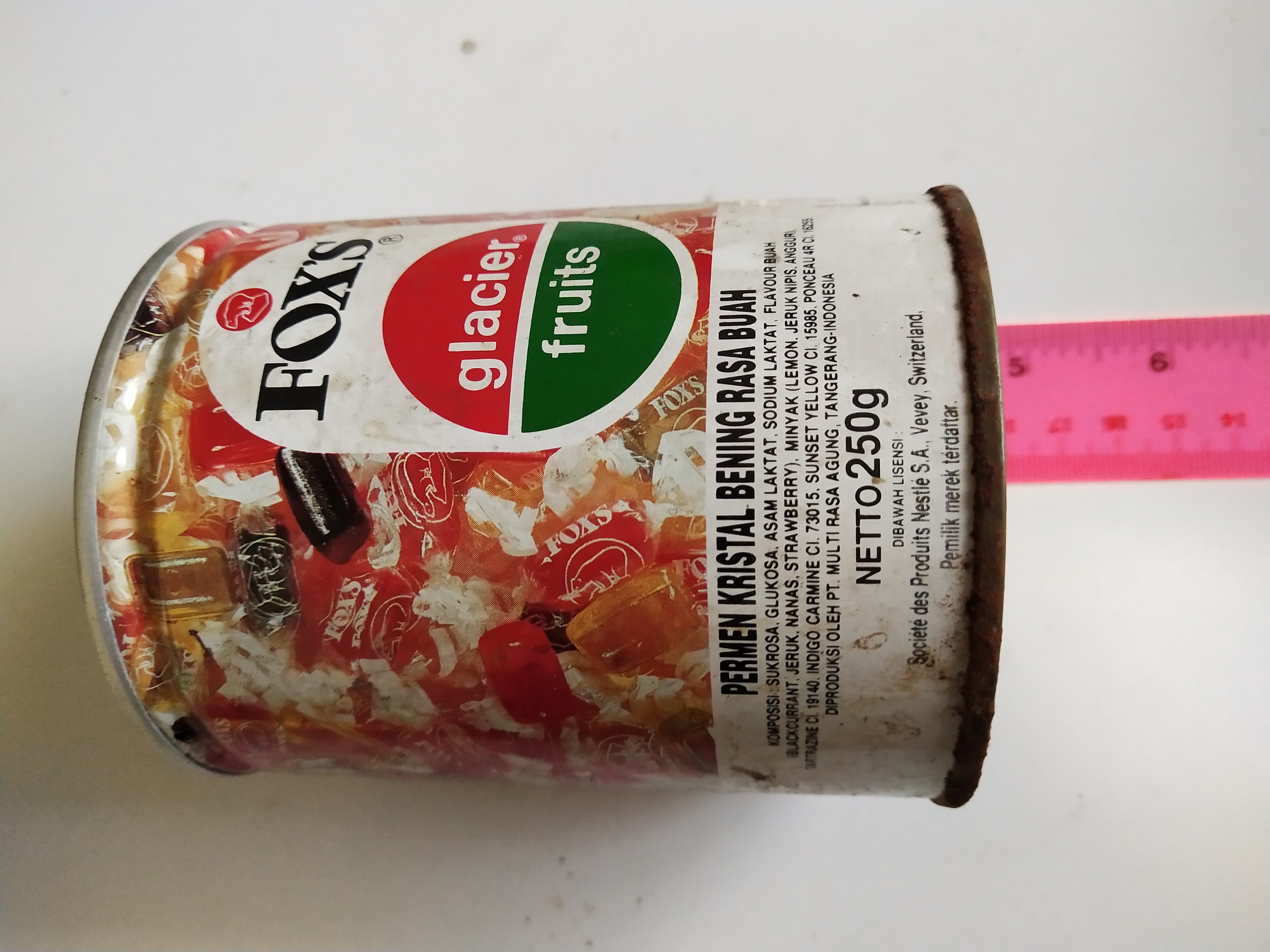 ของสะสม กระป๋องสังกะสี ลูกอมFOXS รสผลไม้ ของเก่าเก็บ ขายตามสภาพ ***มีฝา