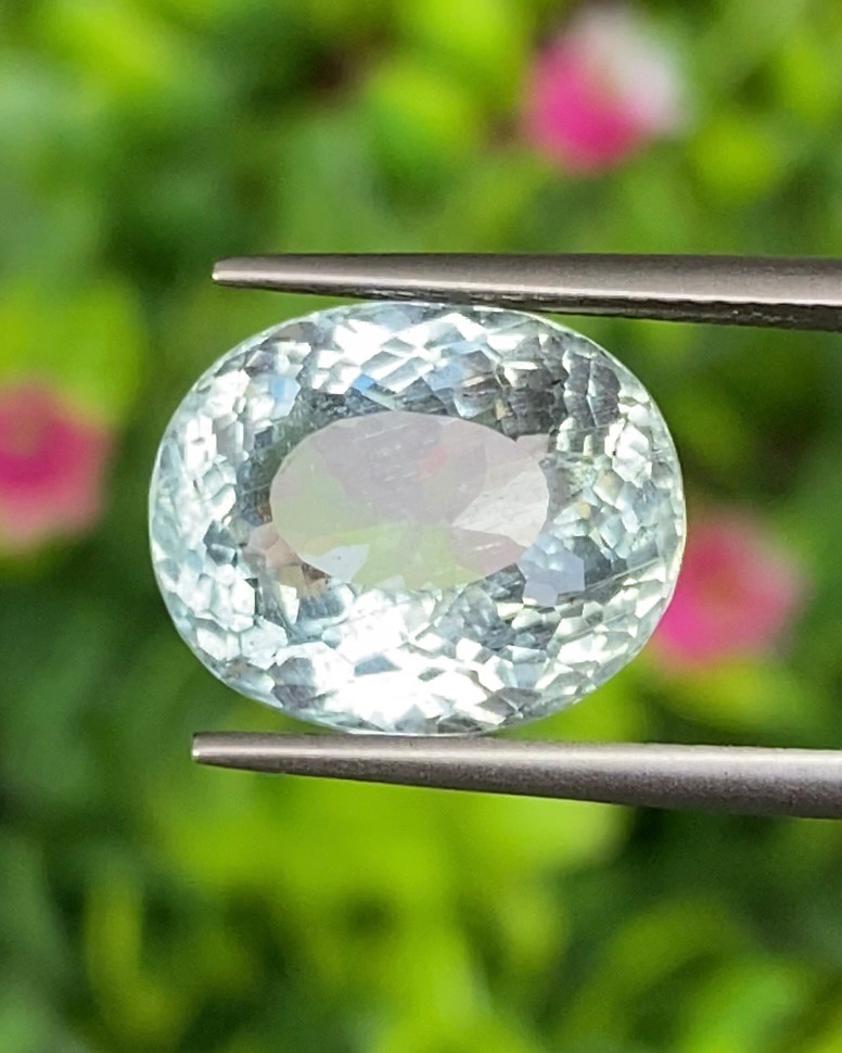 พลอย อความารีน Aquamarine 6.94 กะรัต (Cts.) พลอยแท้ อัญมณีมงคลประจําวันเกิด เครื่องประดับพลอย