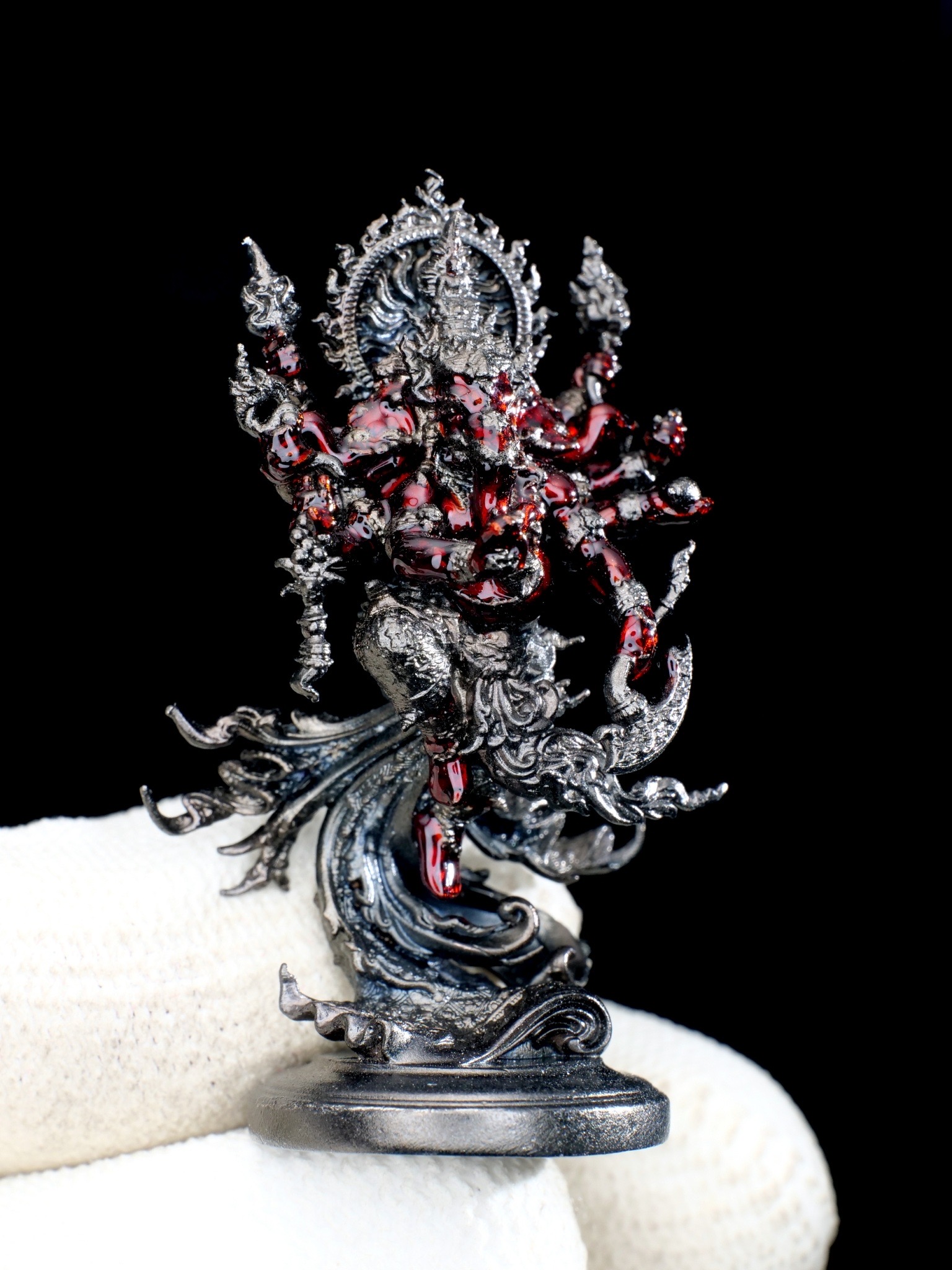 พระพิฆเนศสุริยะเทพ สุริยาบินายัค Surya Binayak รหัส7 เนื้อชนวนมหามวลสาร ชุบแบล็คกายแดง