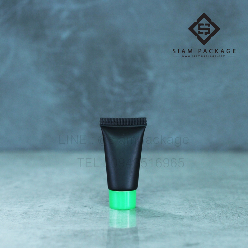 หลอดโฟม ฝาเกลียว ขนาด 5g. หลอดดำฝาเขียว