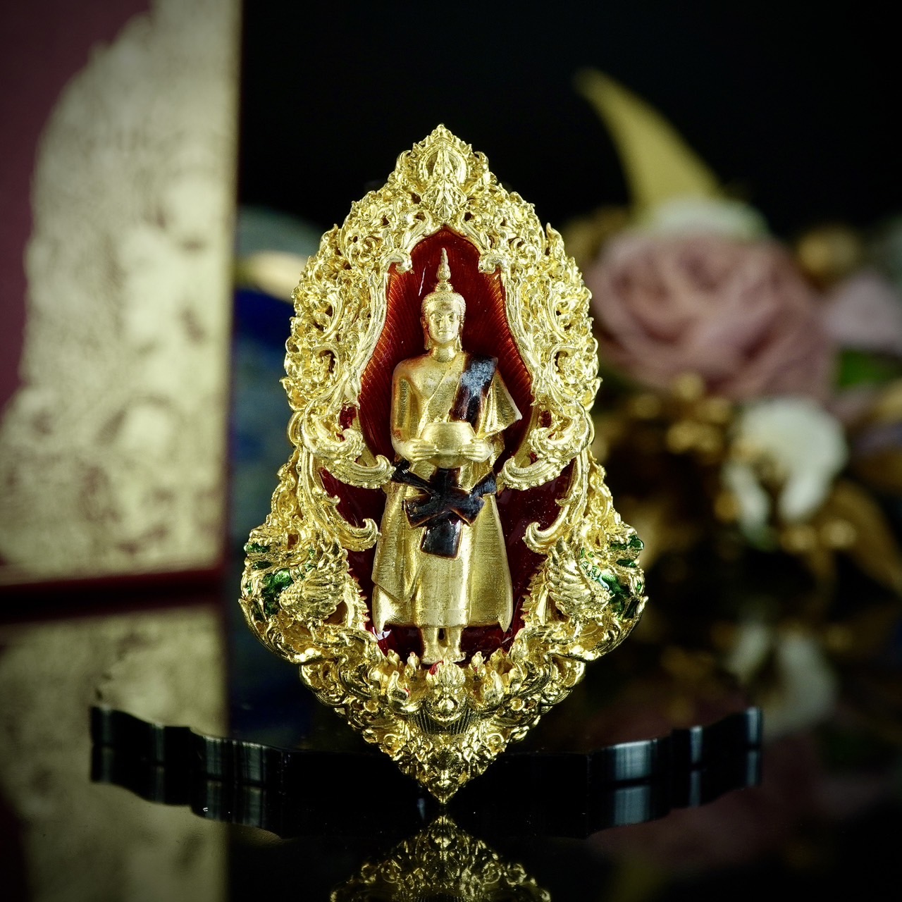 เหรียญจำปีท้าวเวสสุวรรณ รุ่น เพชรสมุทร รหัส4 เนื้อเงิน ชุบทองคำแท้ลงยา