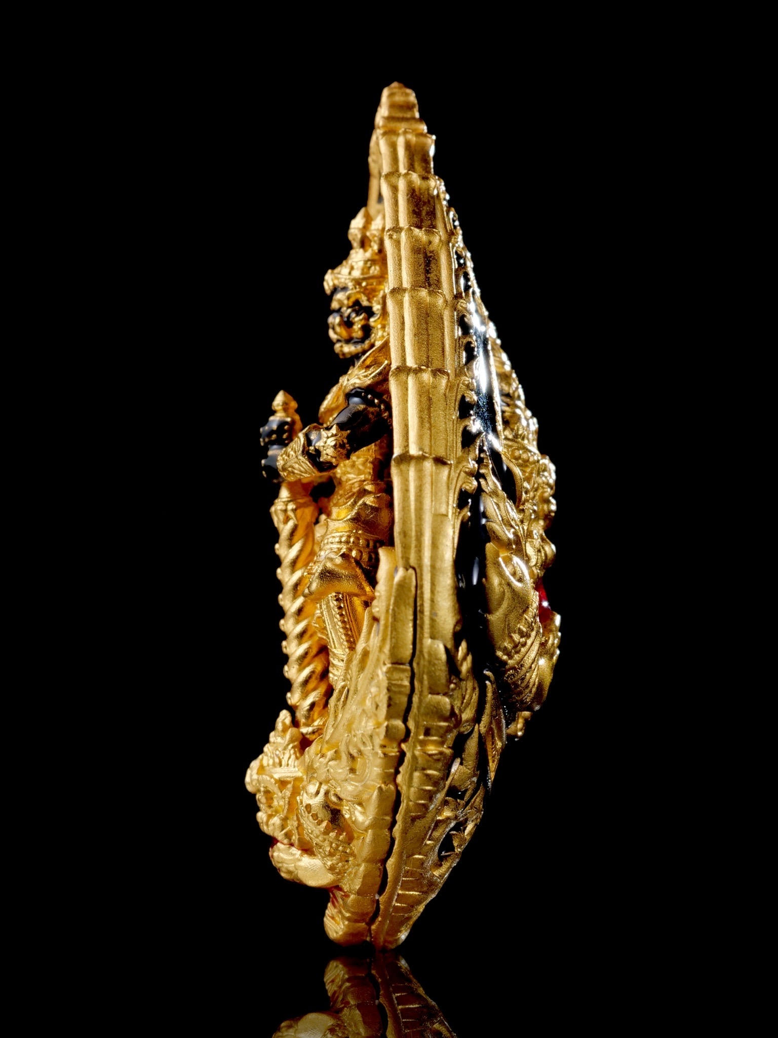 ท้าวเวสสุวรรณโณ รุ่น สัตตะอริยทรัพย์ รหัส9 เนื้อบรอนซ์ชุบทองลงยาดำ