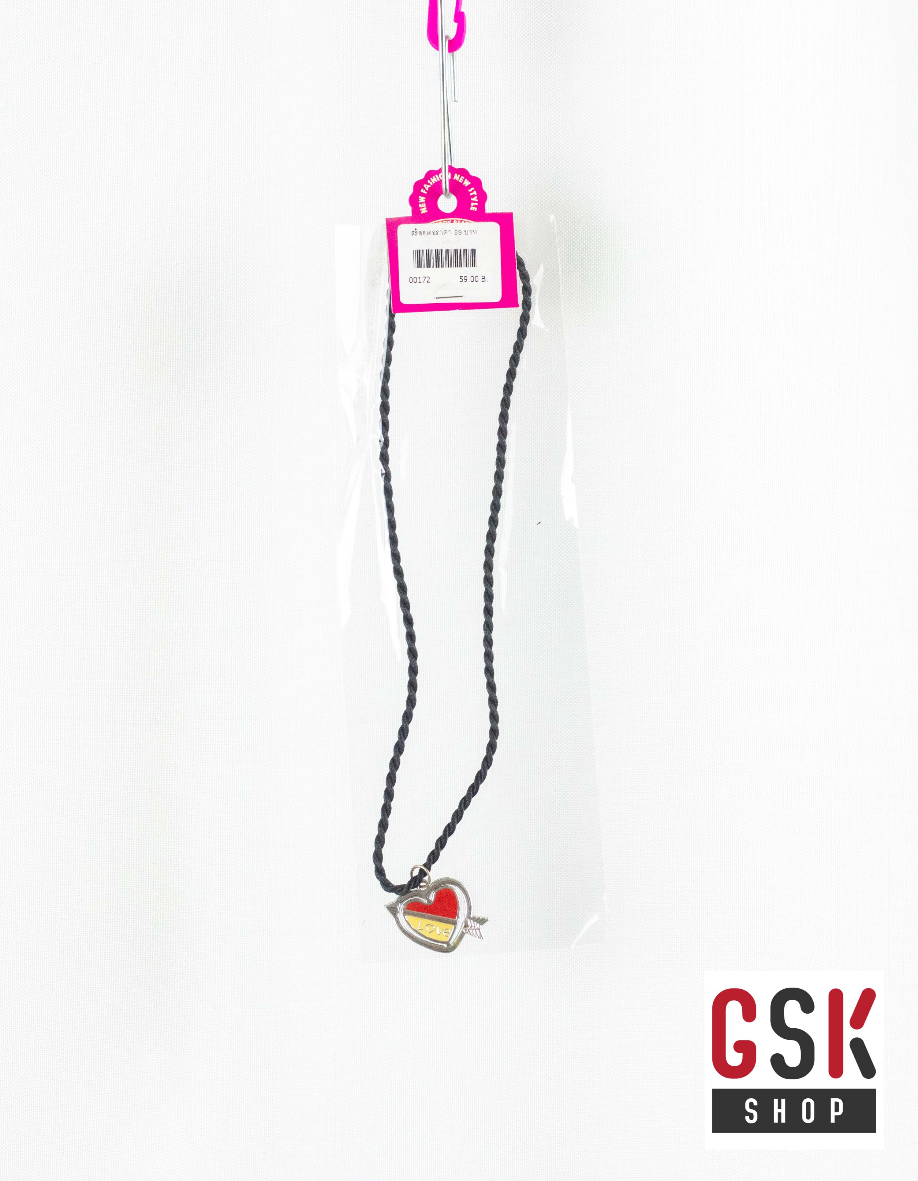 สร้อยคอเกลียวสีดำ+จี้สุดเก๋