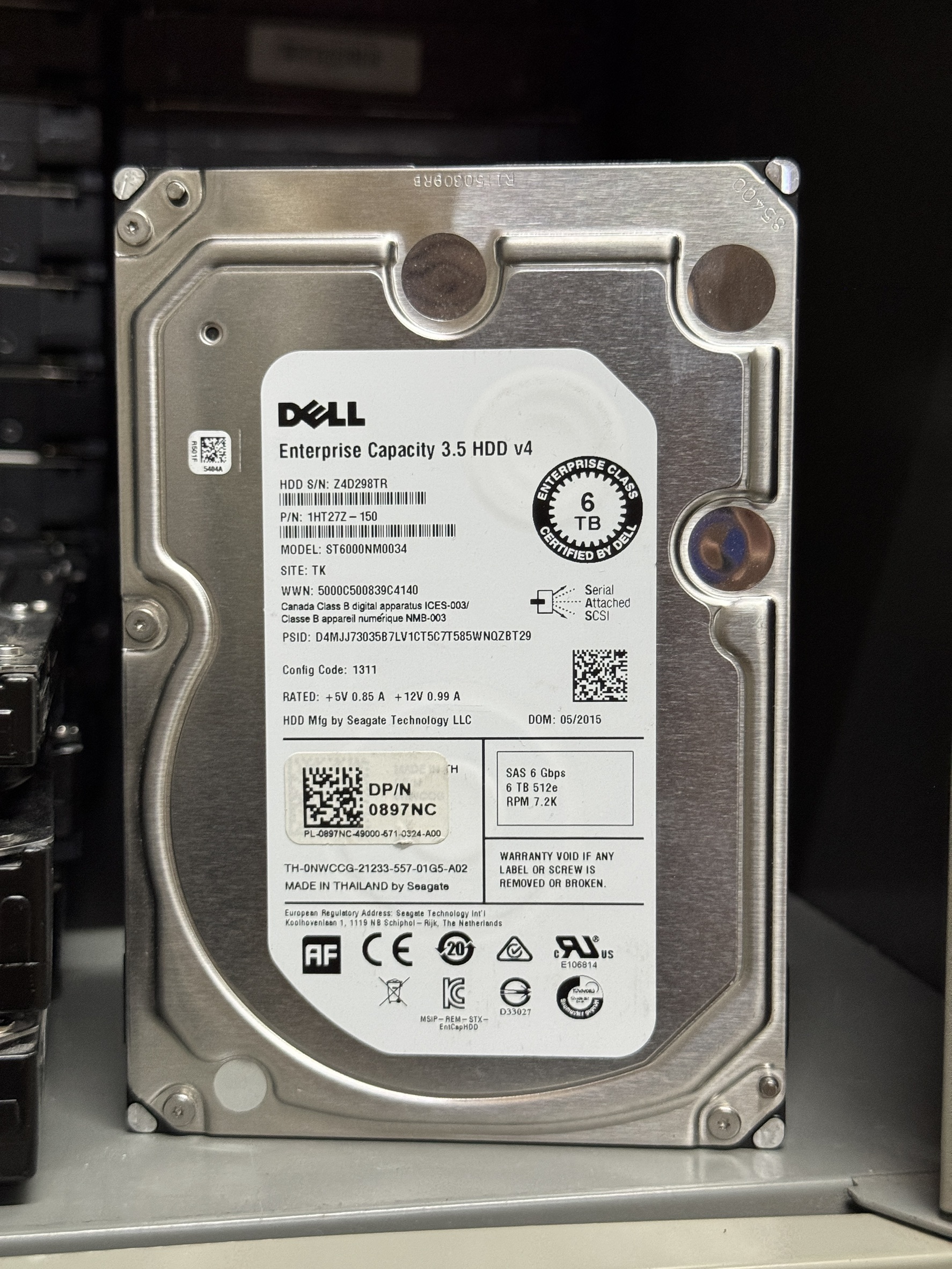 HDD Server Dell 6TB SAS 3.5 6Gbps 7200RPM" สำหรับเซิร์ฟเวอร์