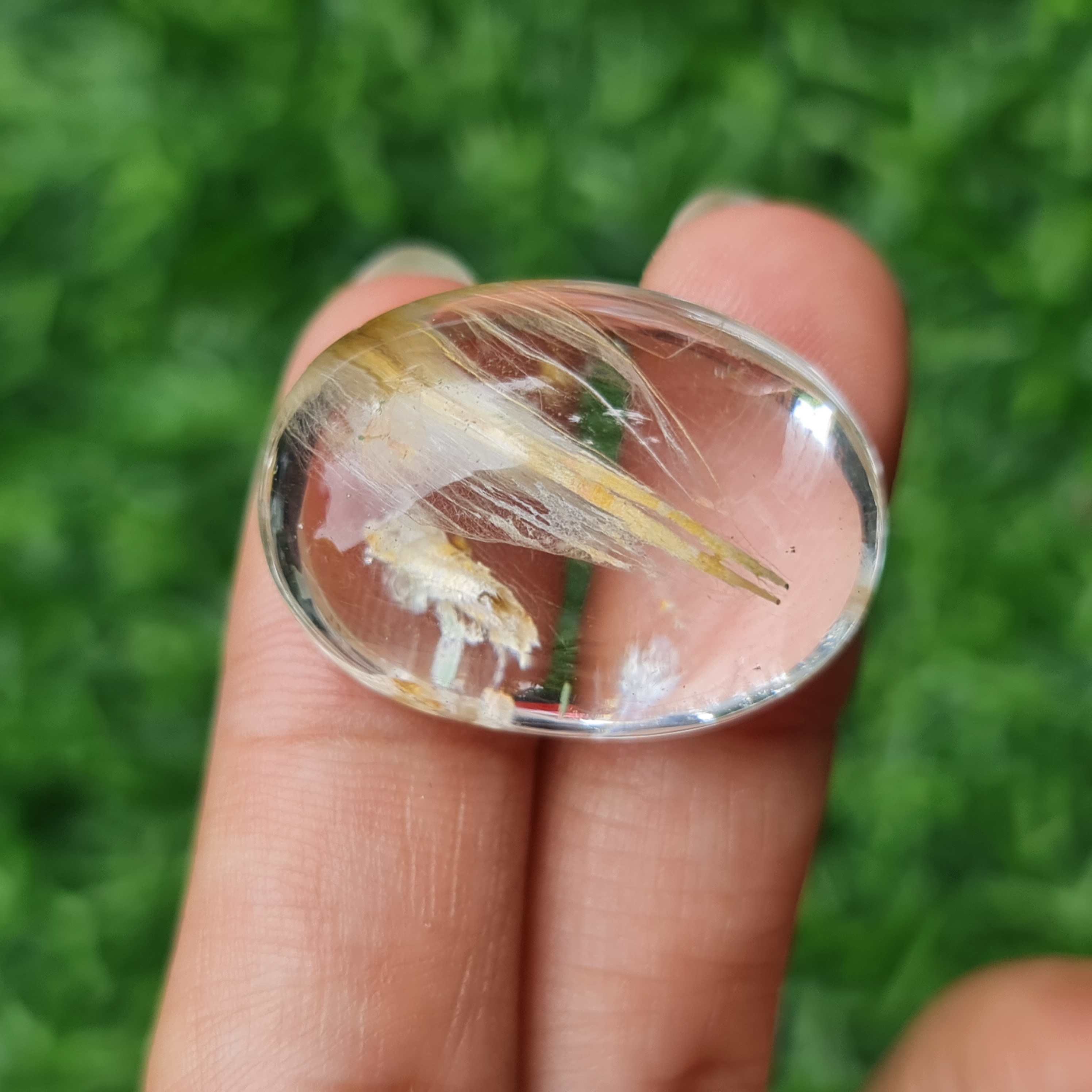 โป่งข่าม ควอตซ์ Rutilated Quartz 52.28 กะรัต Cts. พลอยแท้ อัญมณีมงคลประจําวันเกิด เครื่องประดับพลอย