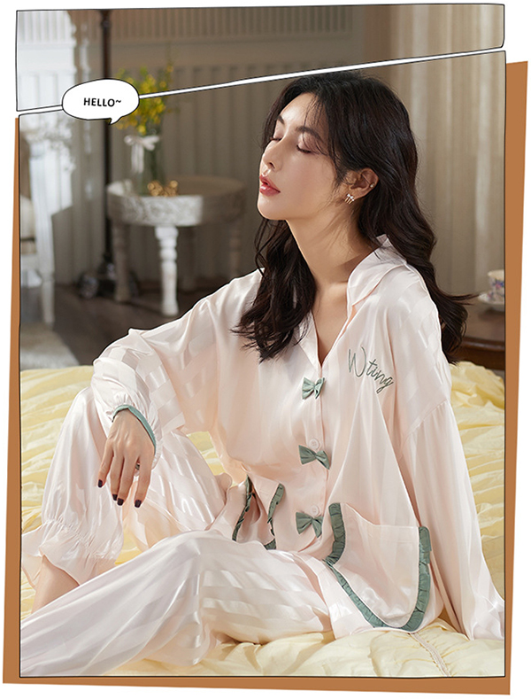 🚩พร้อมส่ง🚩ชุดนอนผ้าซาติน Silk Satin ผ้าไหมซาตินเกรดพรีเมี่ยม ผ้านุ่มลื่นละมุนผิว ใส่สบายไม่ร้อน (CT115)