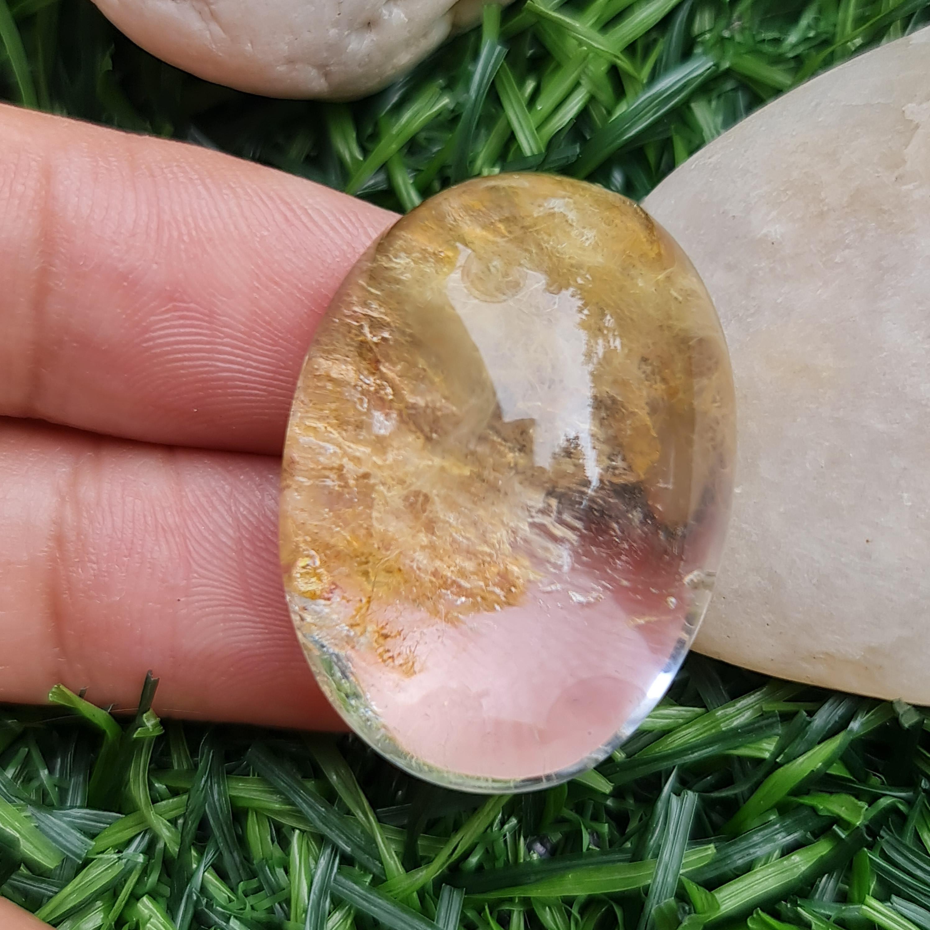 โป่งข่าม ควอตซ์ Rutilated Quartz 63.46 กะรัต Cts. พลอยแท้ อัญมณีมงคลประจําวันเกิด เครื่องประดับพลอย